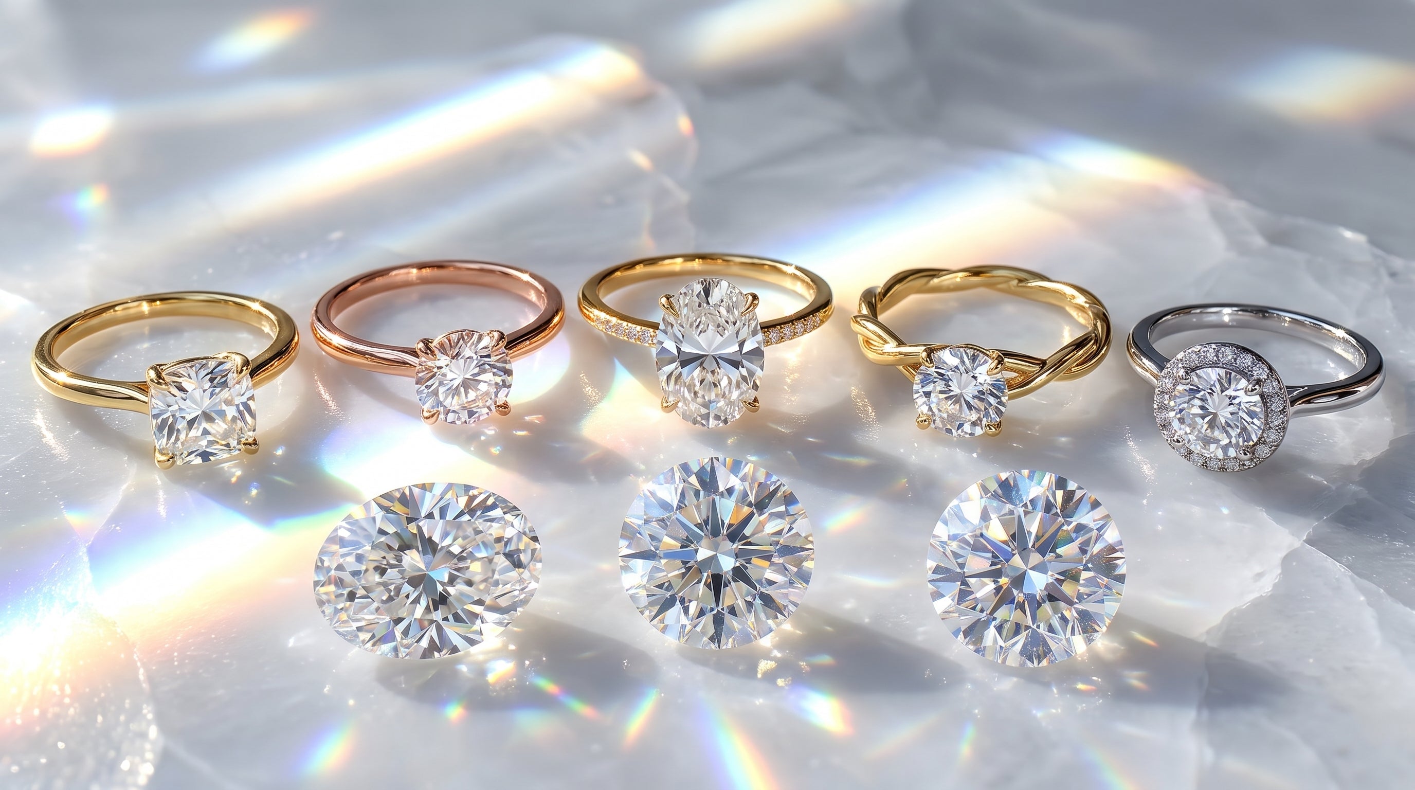moissanite vs lab diamond vs cubic zirconia editorial image
