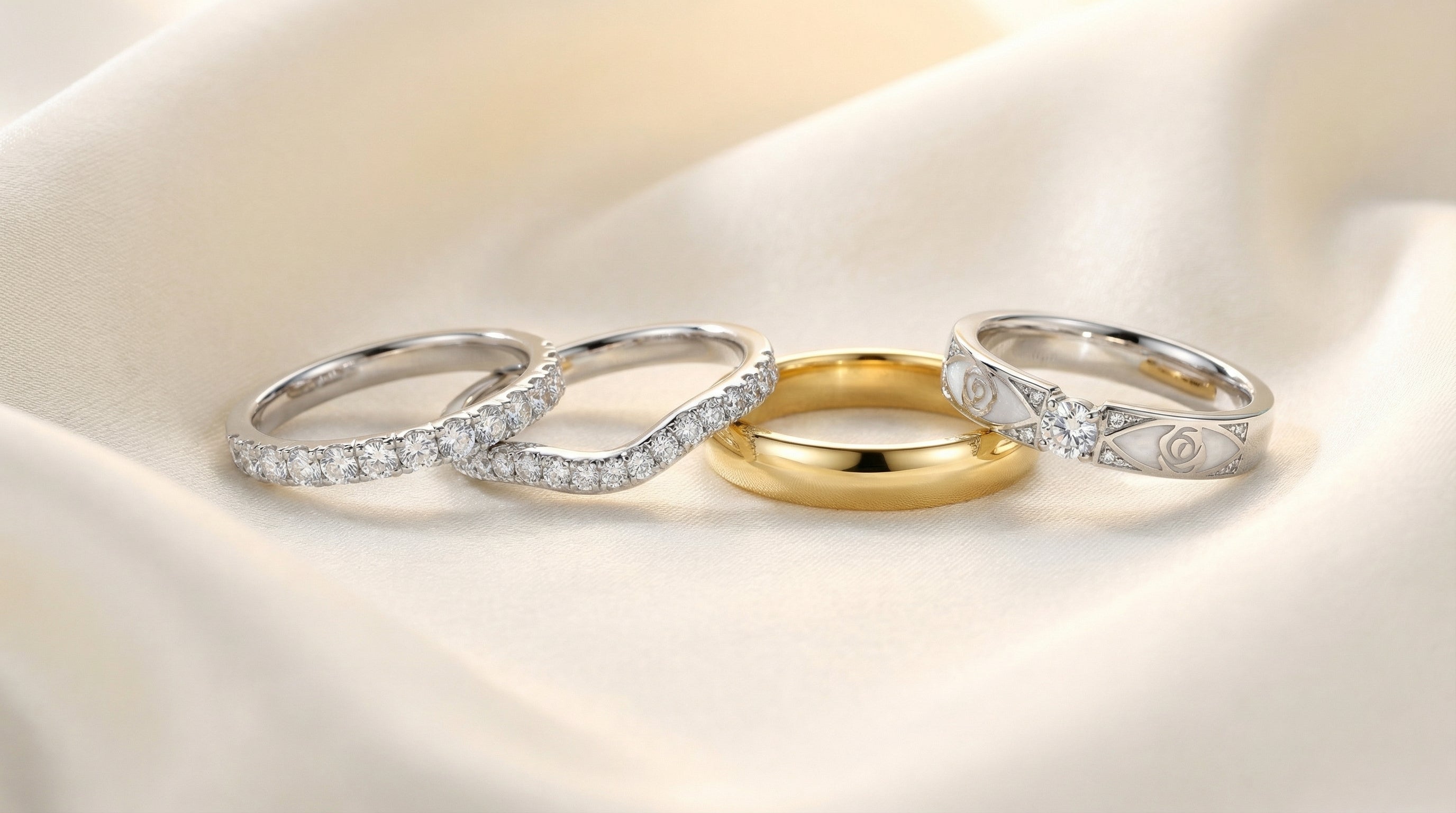 moissanite wedding band set - hero image