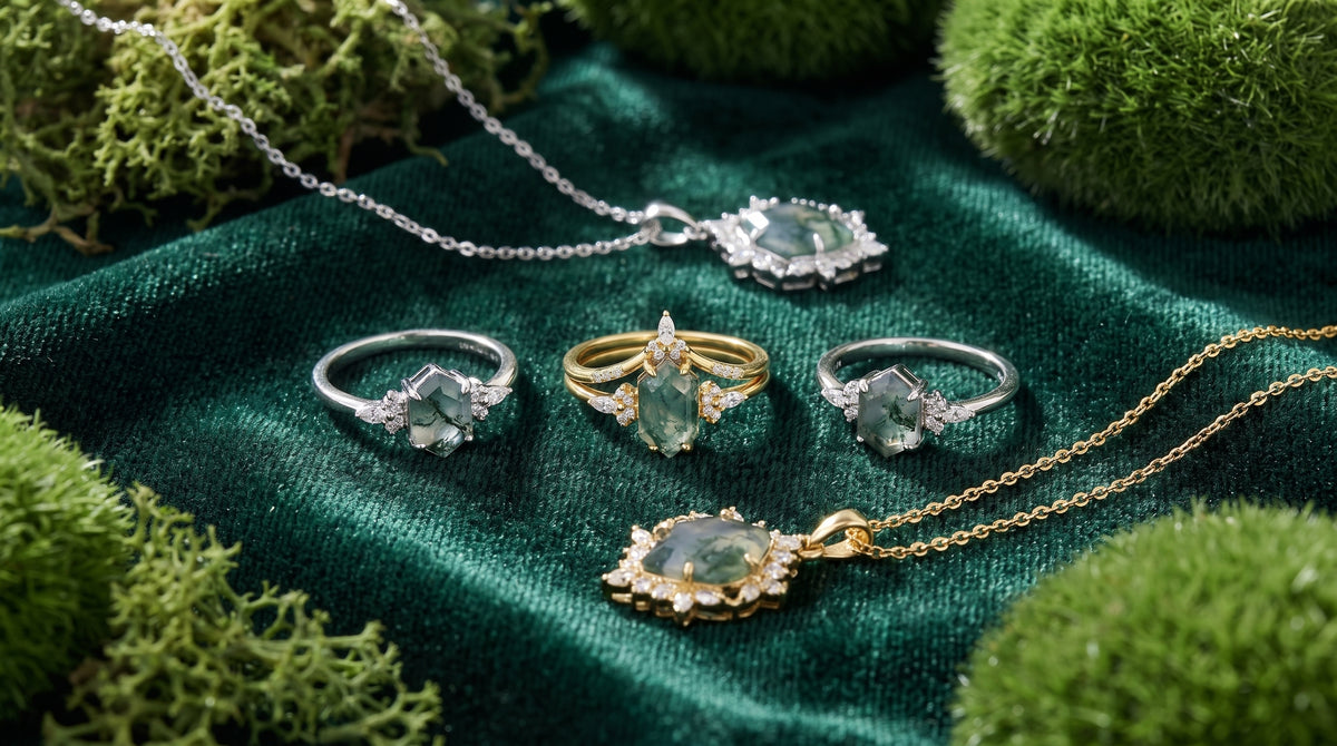 moss agate ring amazon editorial image