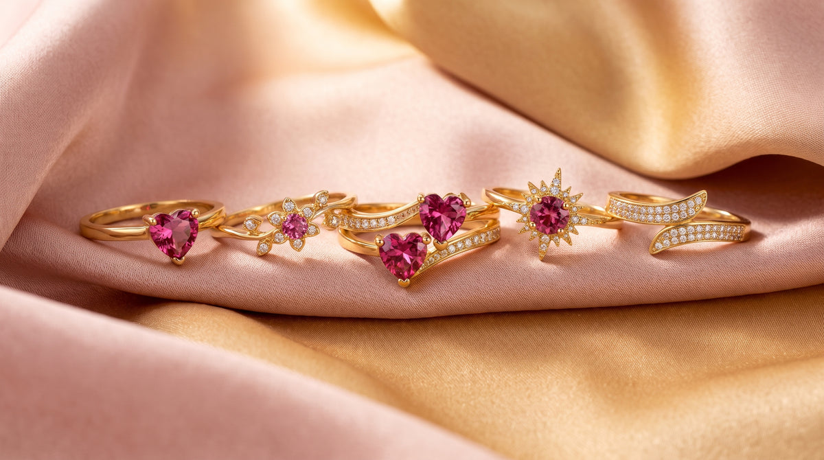 pink tourmaline ring gold editorial image