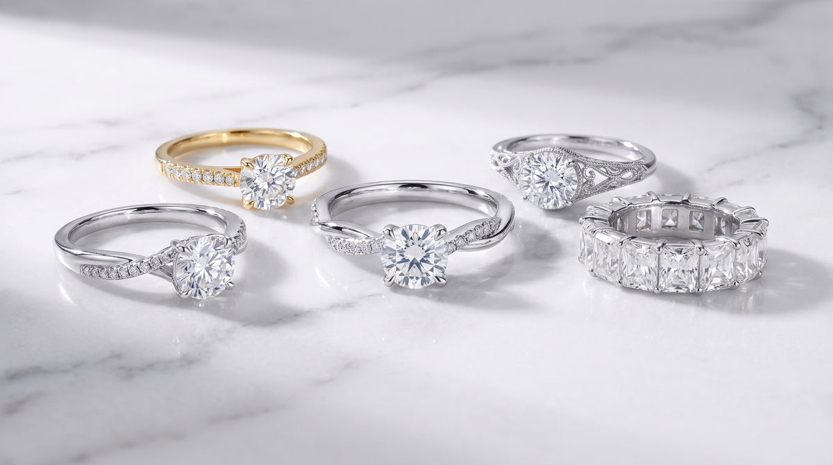 sterling silver moissanite ring editorial image
