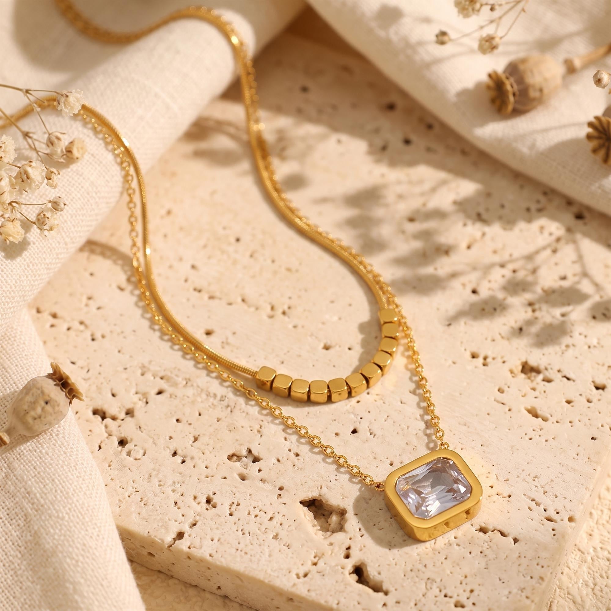 The Layered Square Pendant Necklace