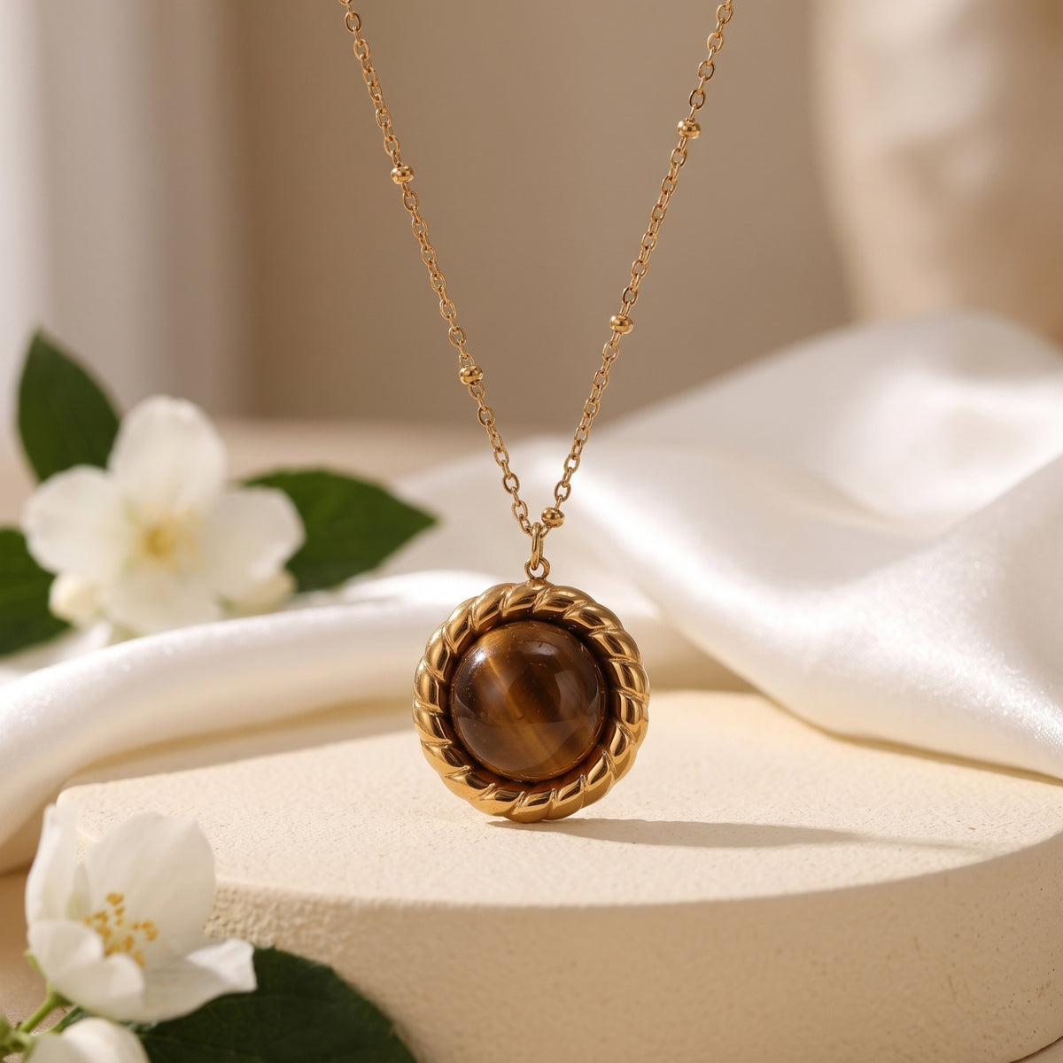 Le collier pendentif cabochon Aura
