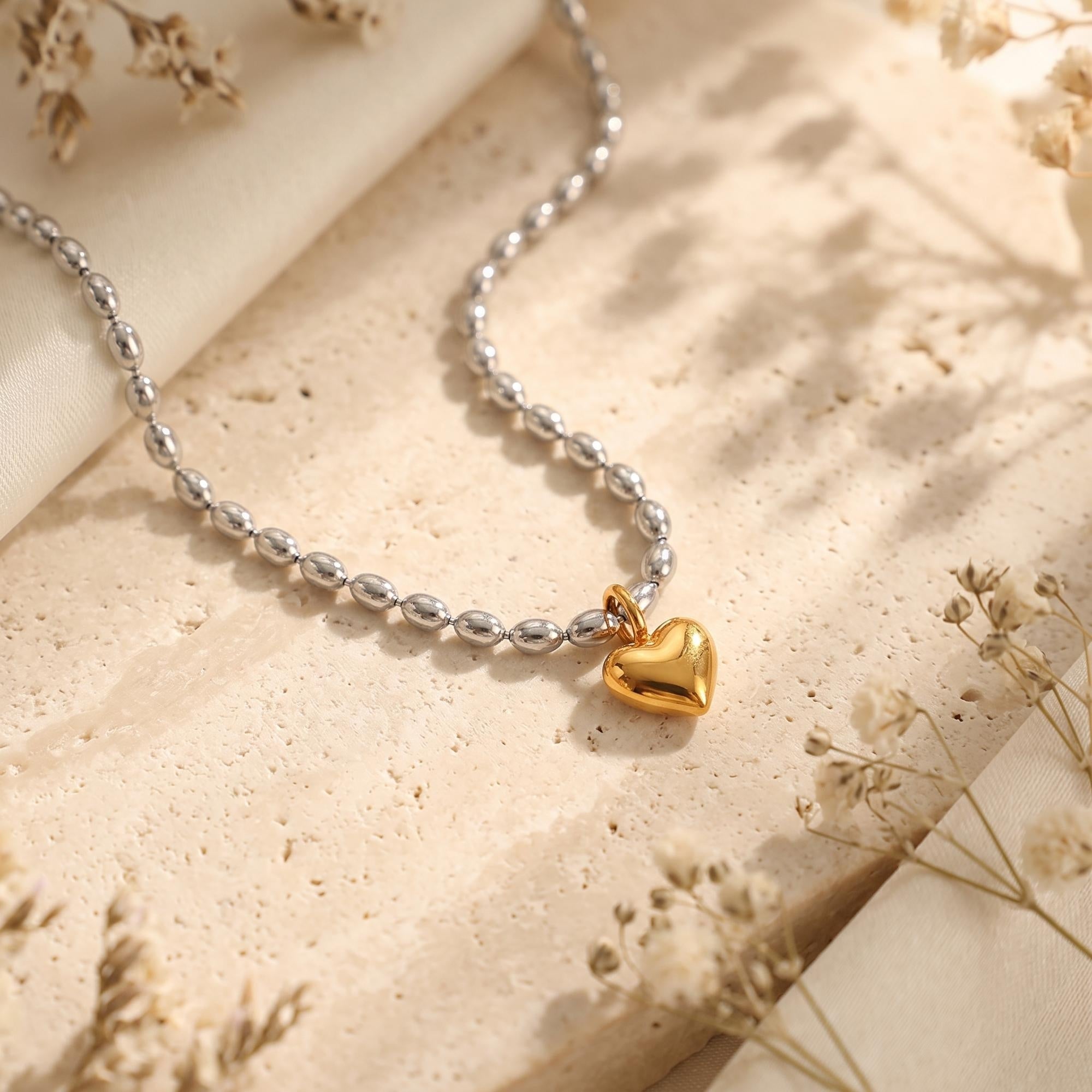 The Puffed Heart Bead Necklace
