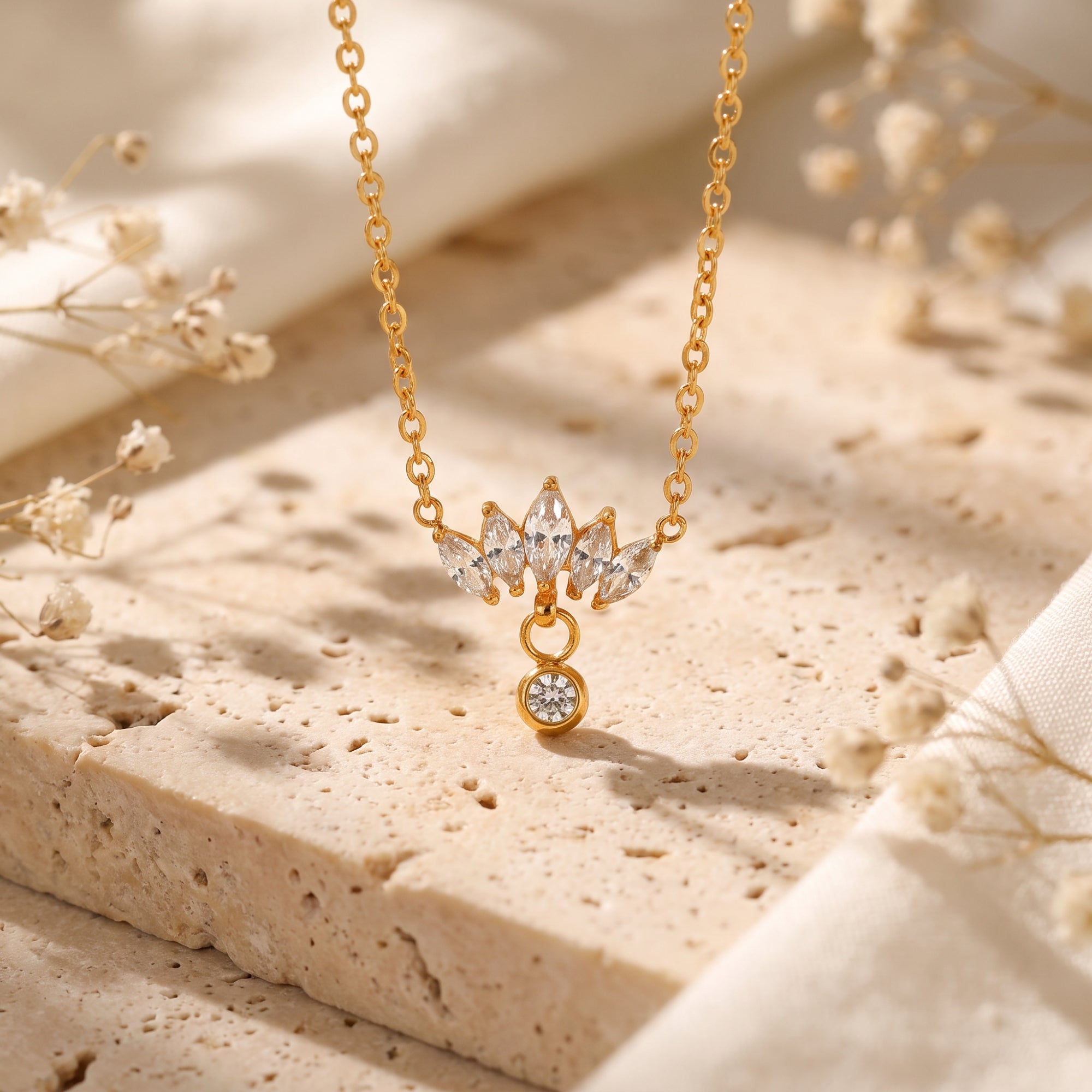 The Lotus Marquise Drop Necklace