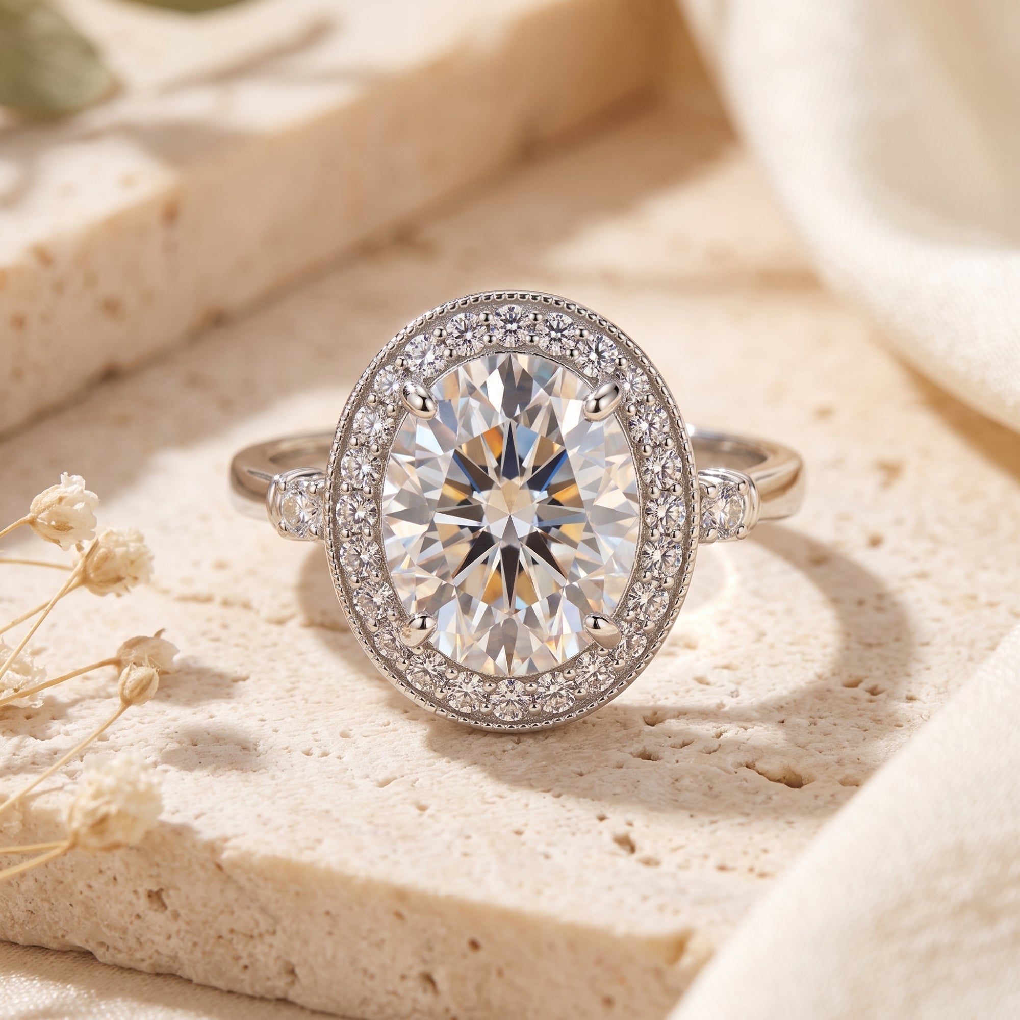 Der Sovereign-Ring mit ovalem Halo-Design