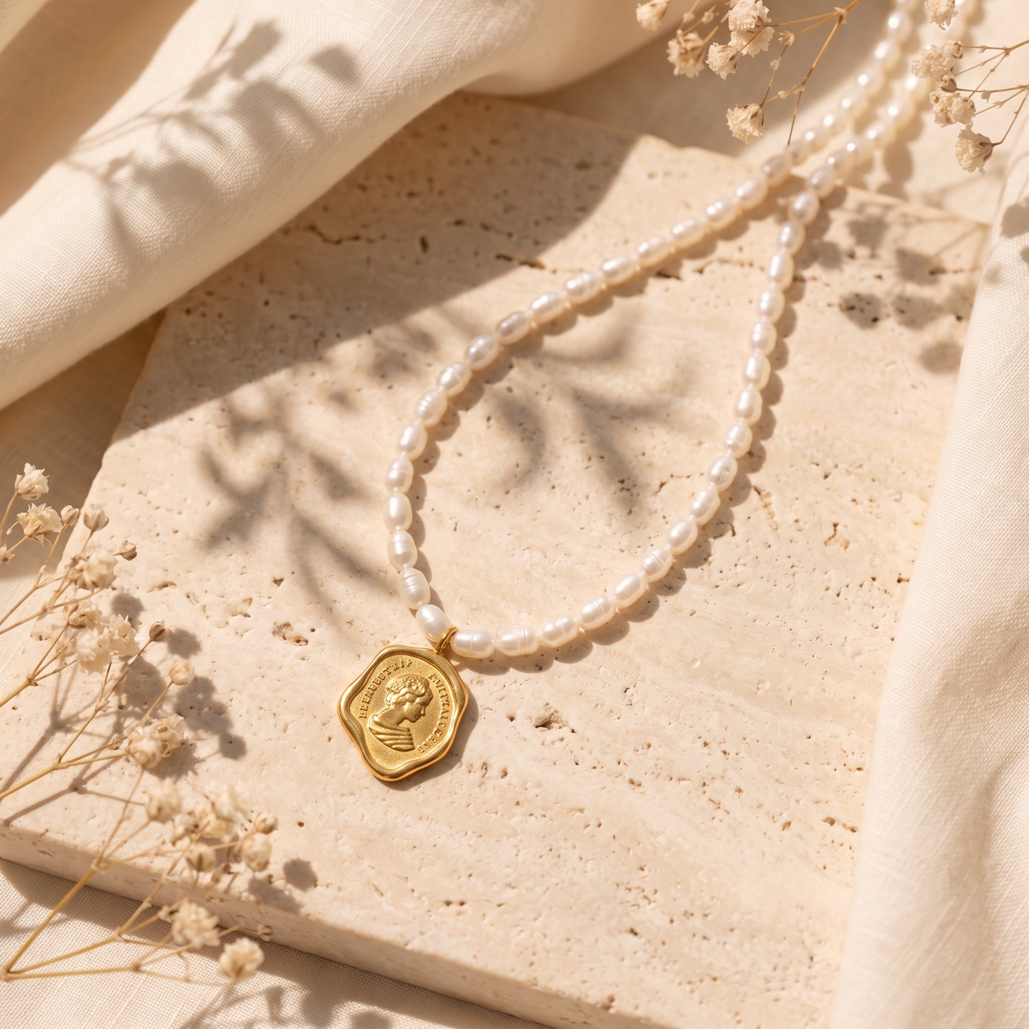 The Monarch Coin Pearl Necklace