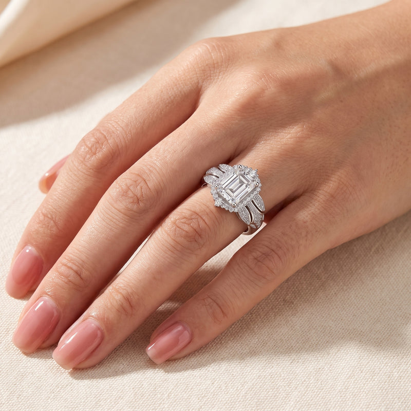Der Elysian-Smaragd-Halo-Ring