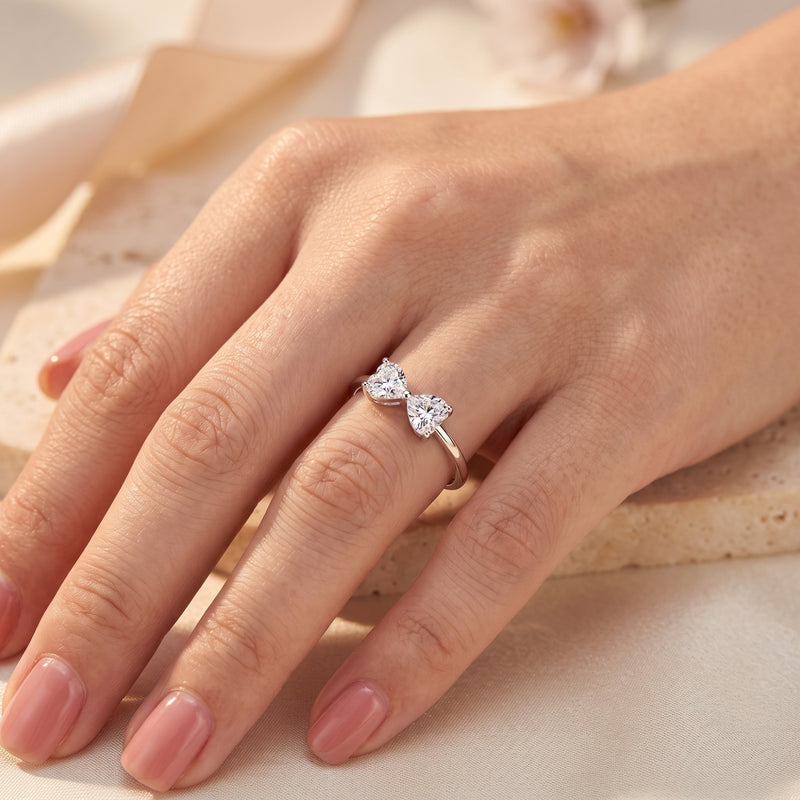The Twin Heart Bow Ring