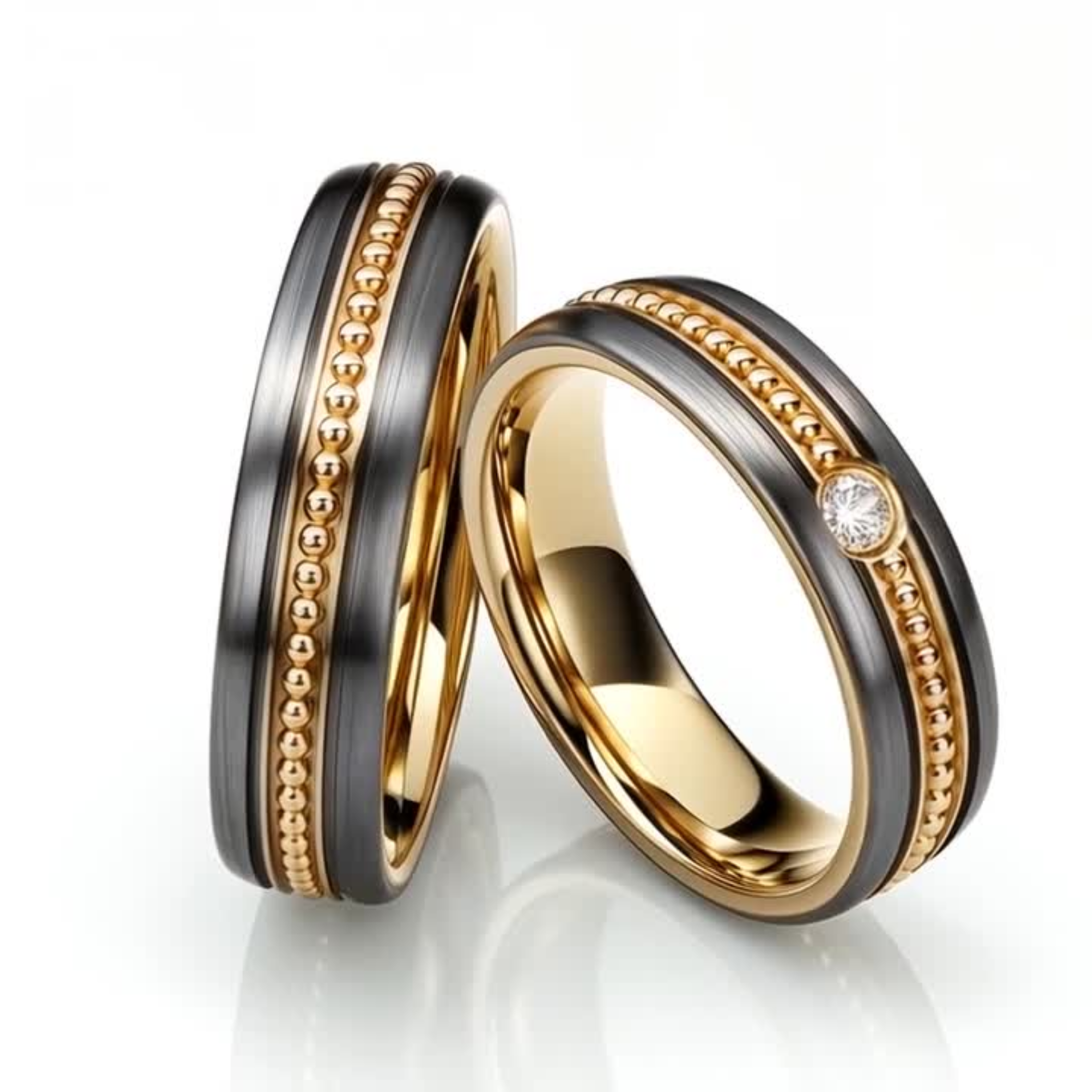 The Contrast Bead Couples Rings - View 2