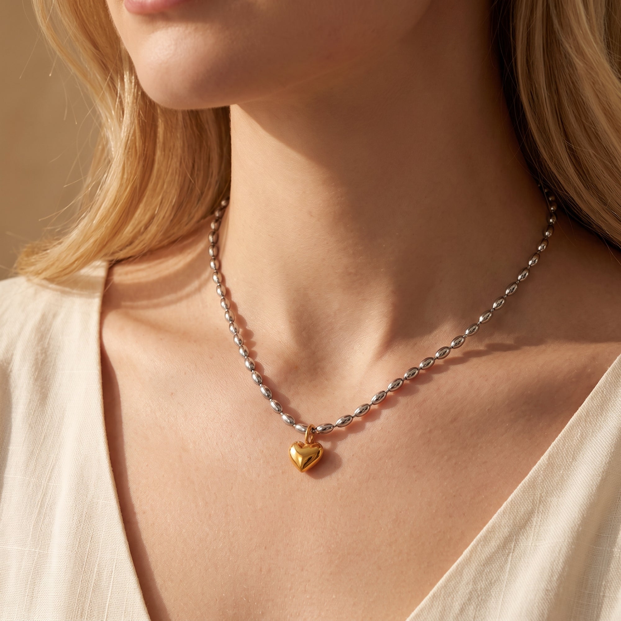 The Puffed Heart Bead Necklace