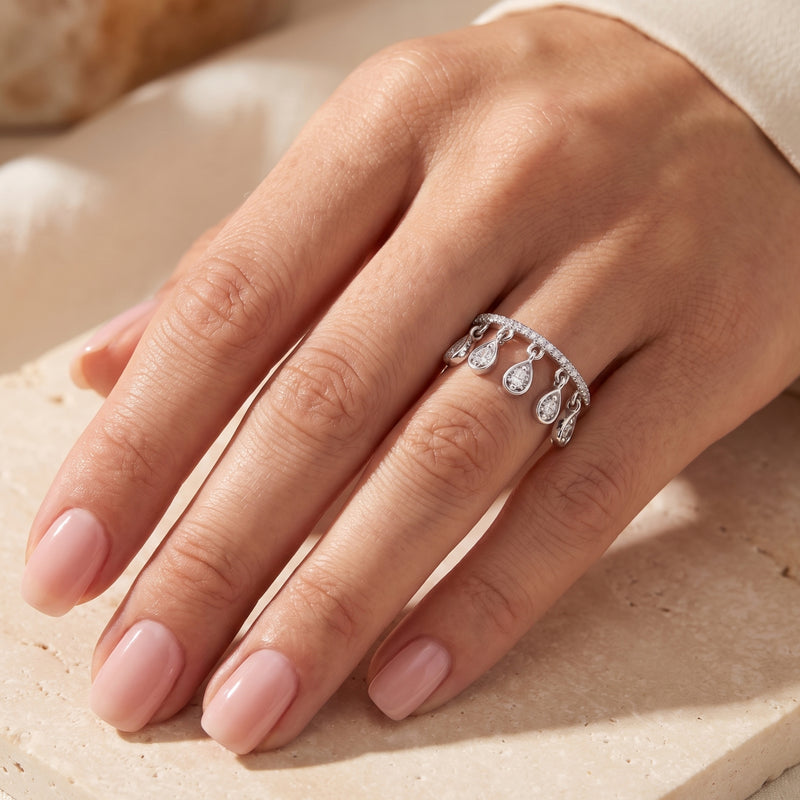 The Cascade Teardrop Ring