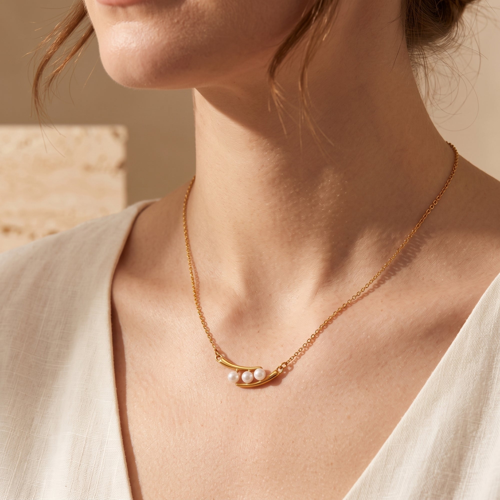 The Aura Pearl Crescent Necklace