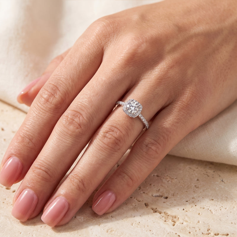 The Astra Cushion Halo Ring