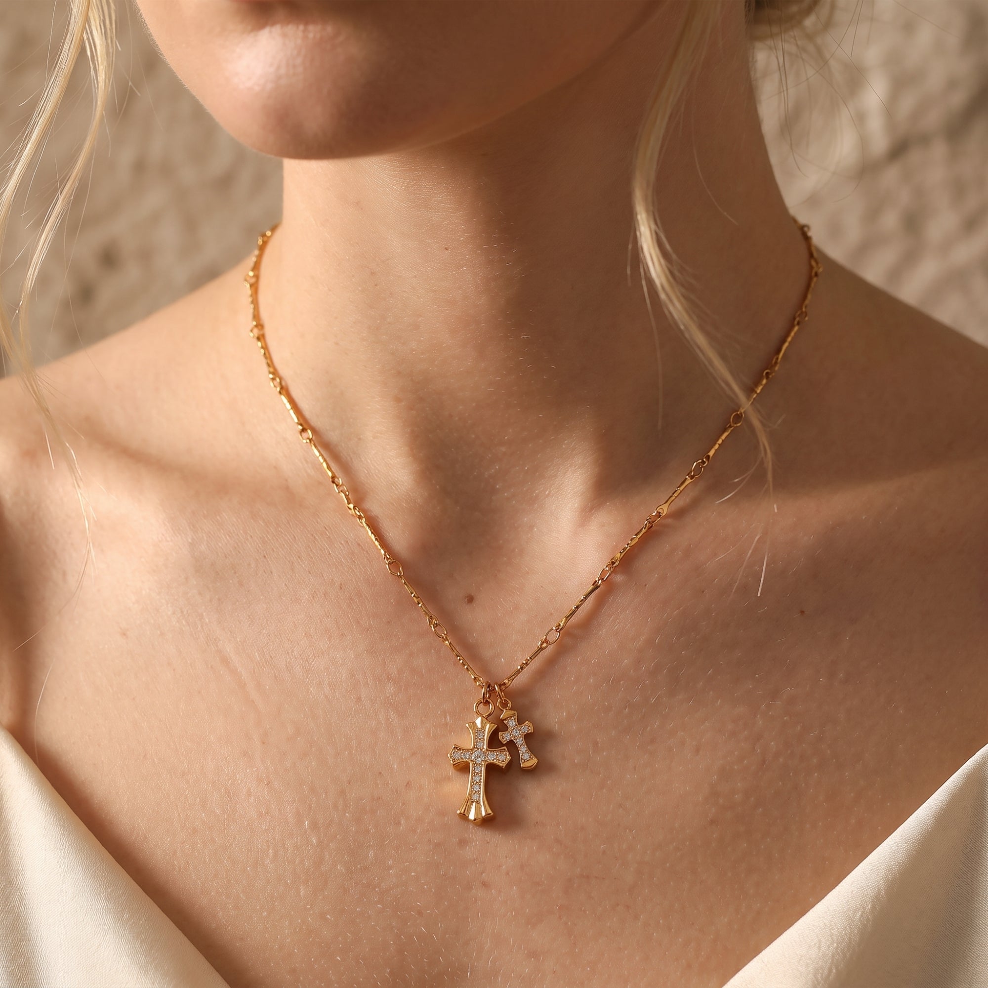 The Double Cross Pendant Necklace