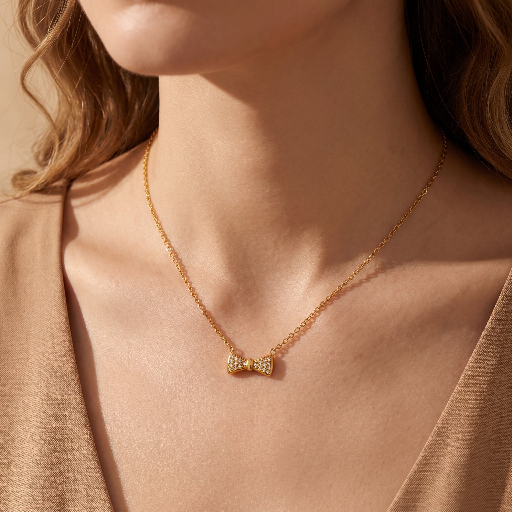 The Pave Bow Pendant Necklace