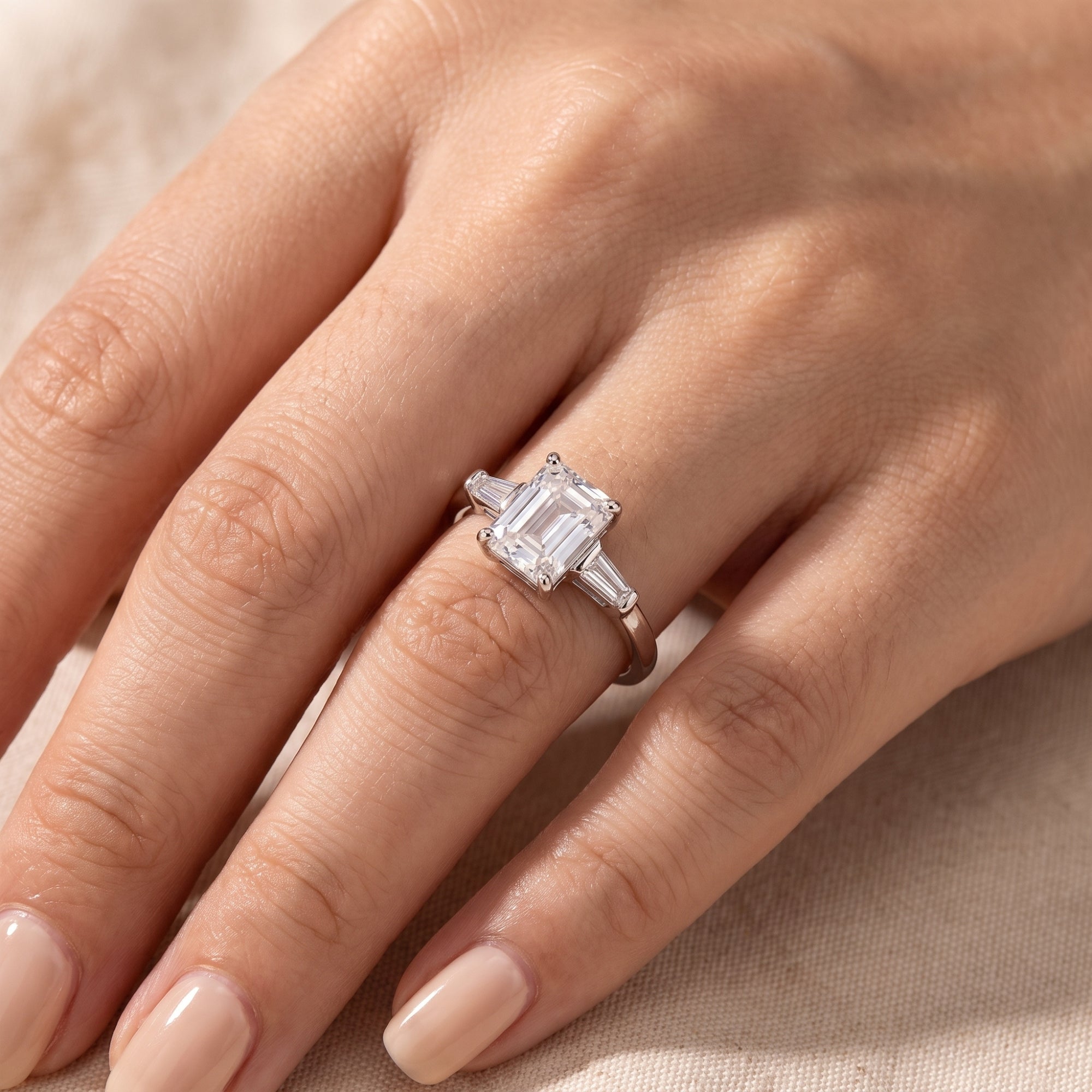 The Adeline Emerald Three-Stone Ring