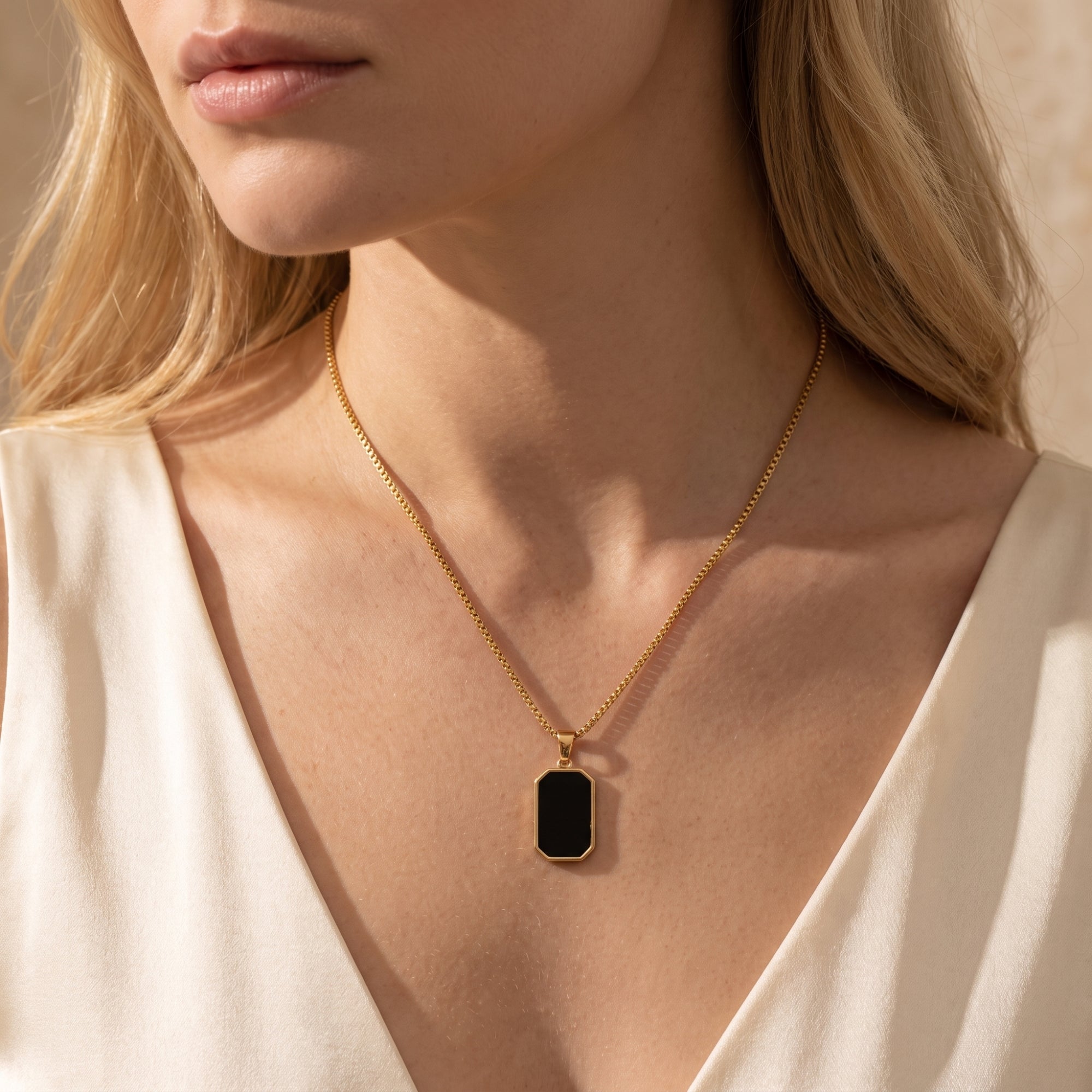 The Noir Octagon Bezel Necklace