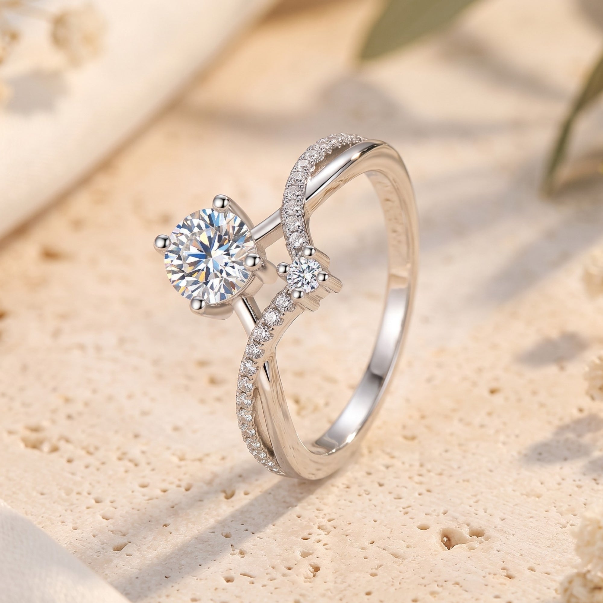 La bague solitaire Chevron