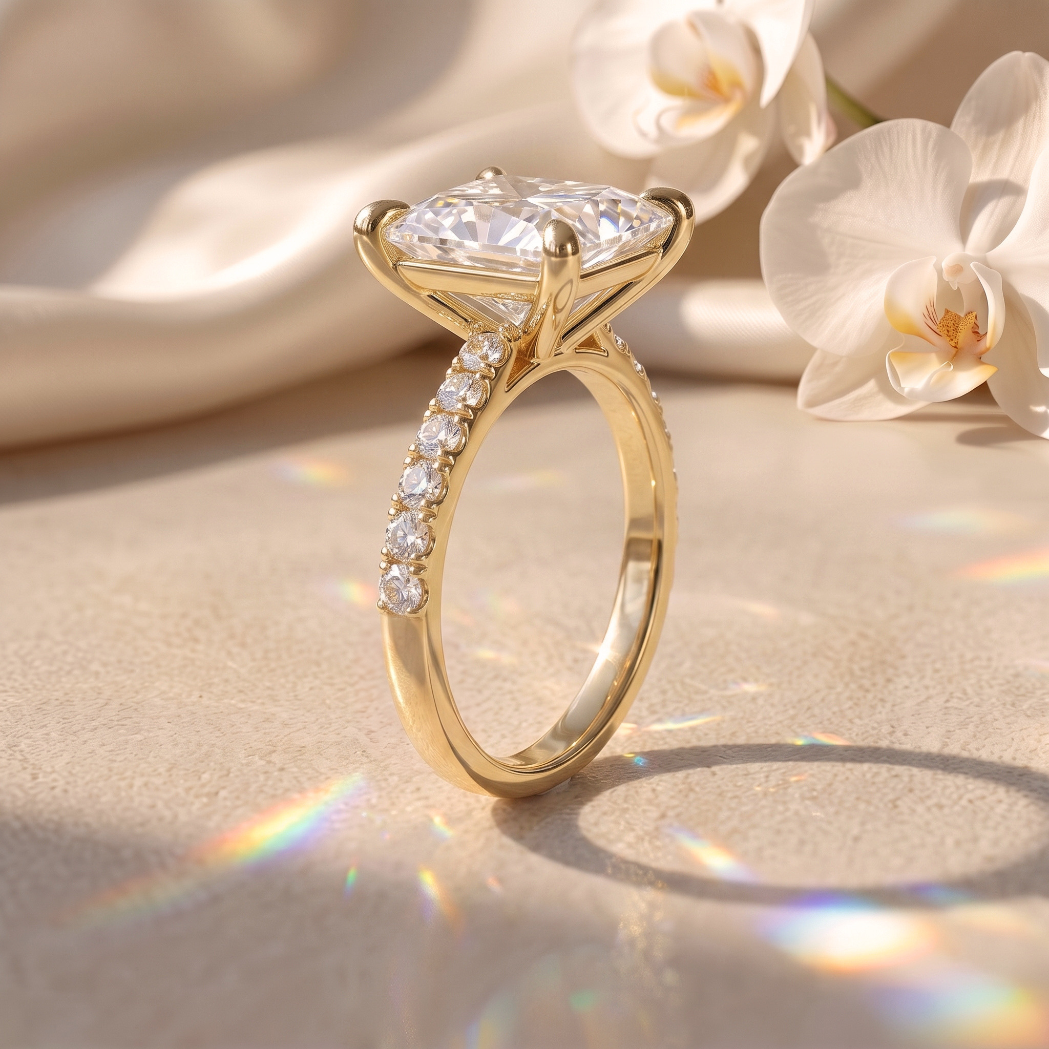 La bague solitaire pavée Opaline - taille princesse 5CT