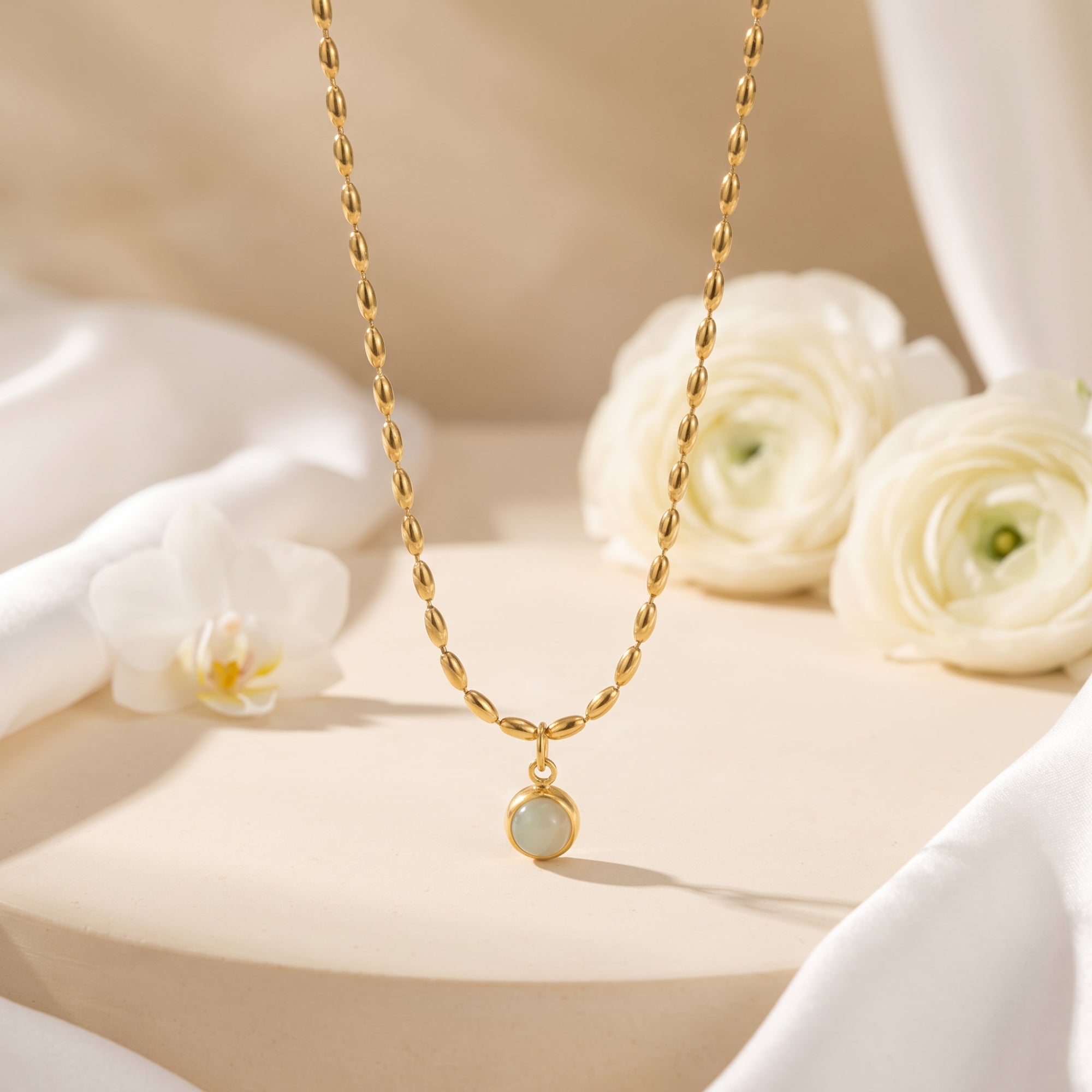 The Beaded Bezel Pendant Necklace