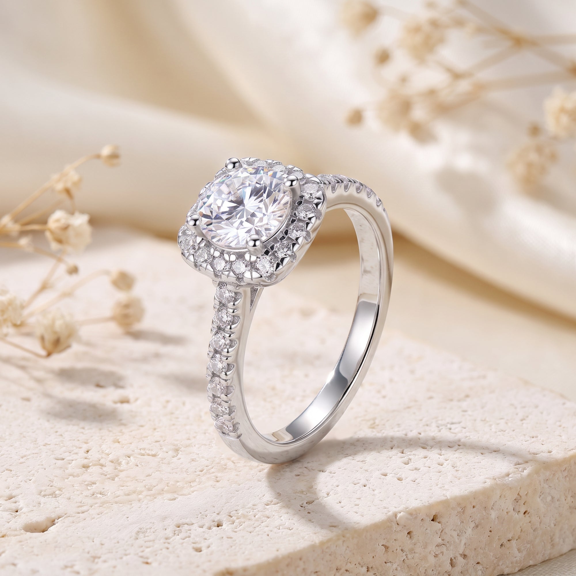 The Astra Cushion Halo Ring