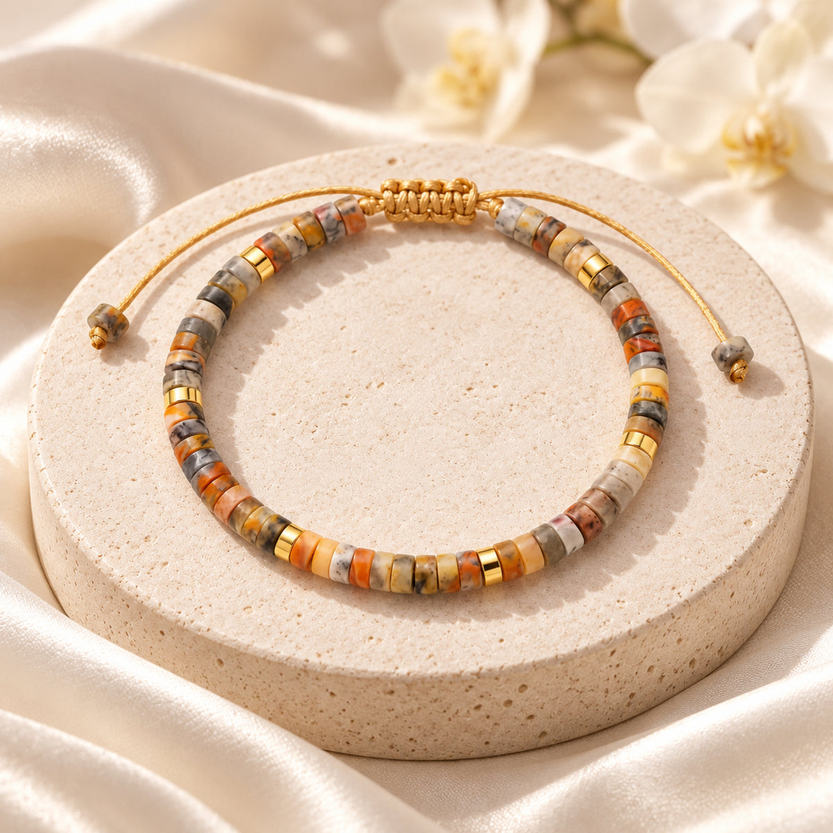 De macraméarmband met natuursteen