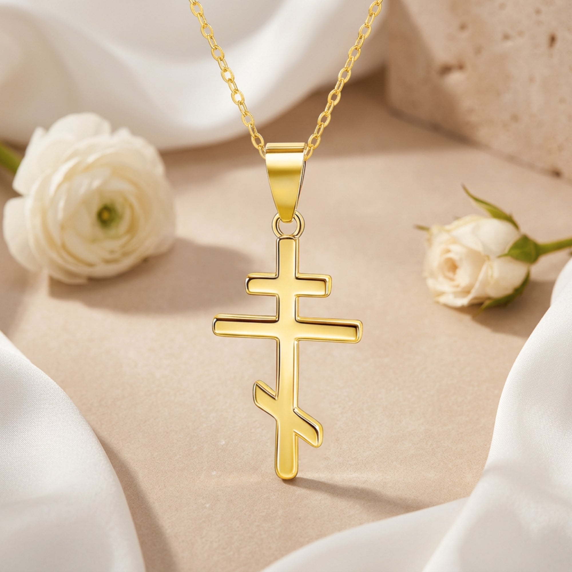 Die byzantinische Halskette mit östlichem Kreuz