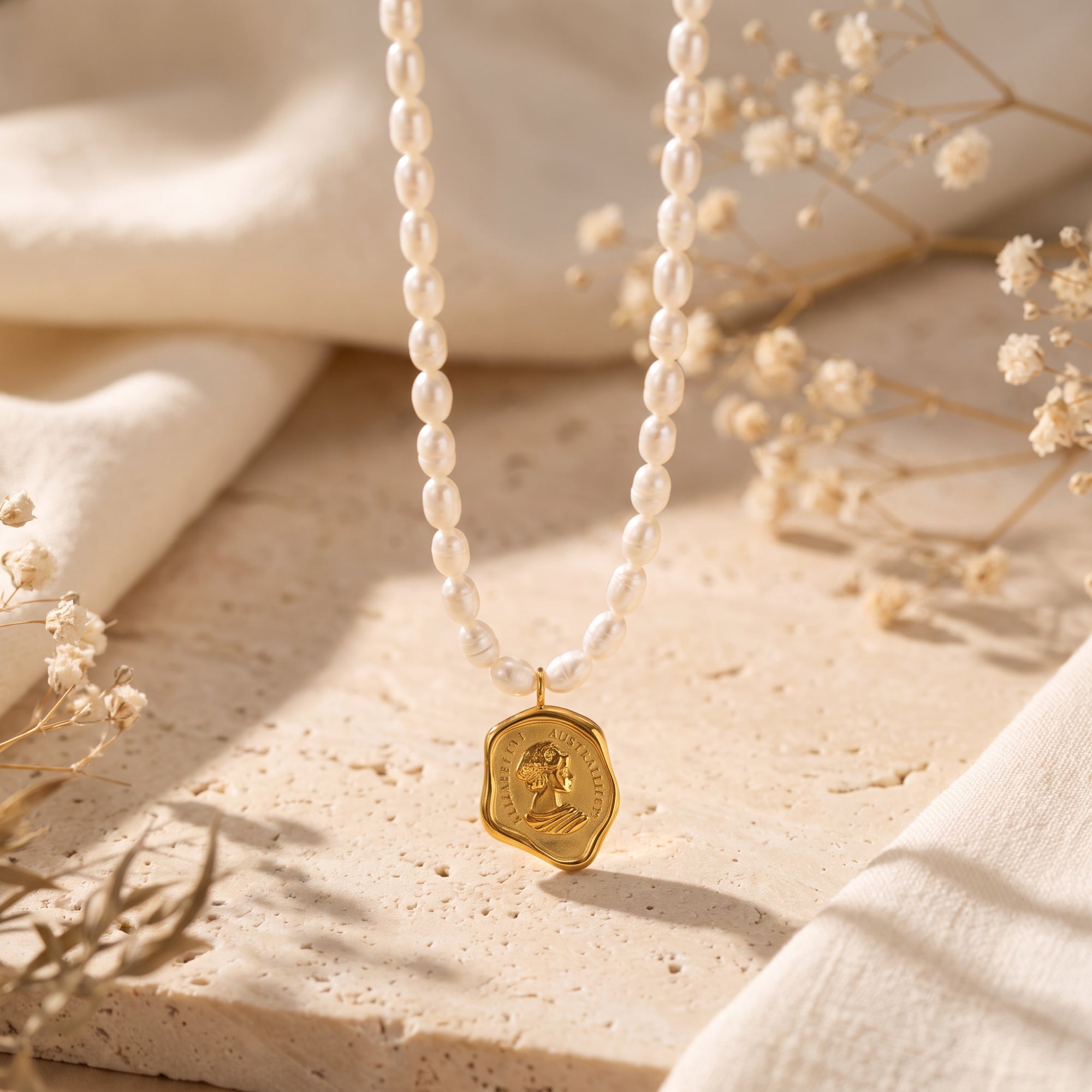 The Monarch Coin Pearl Necklace