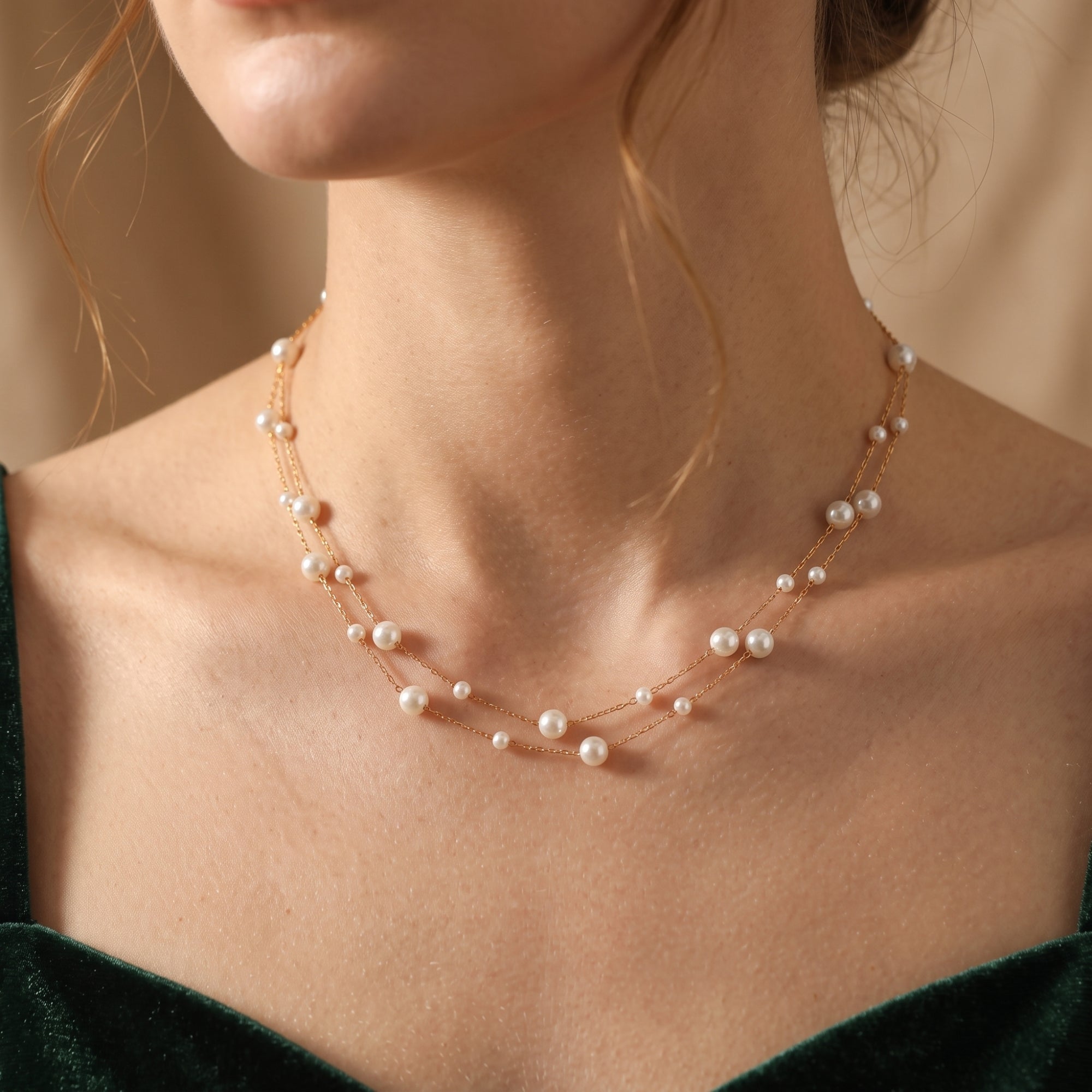 The Celeste Double Pearl Necklace