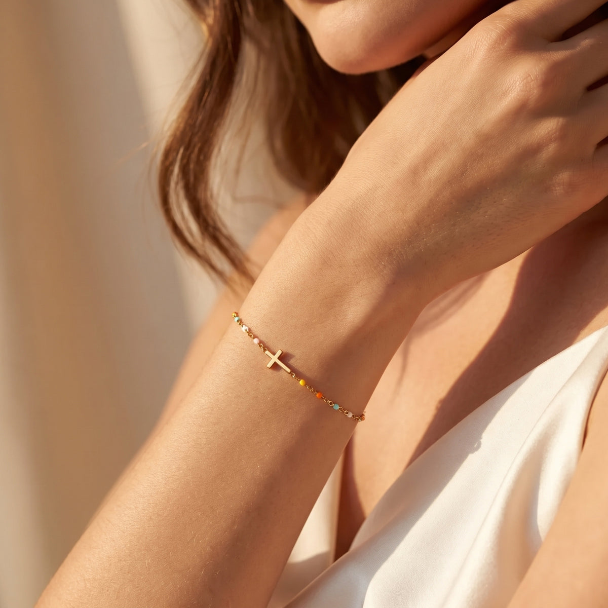 Le bracelet Croix et perles
