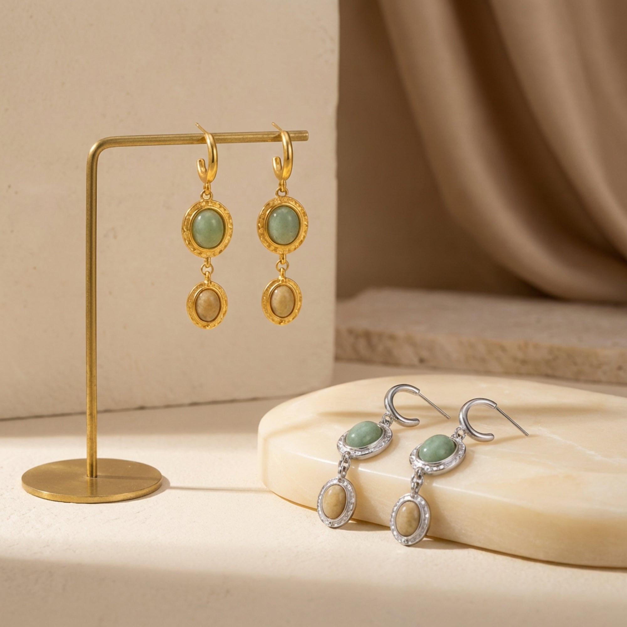 The Gaia Amulet Prehnite & Citrine Earrings