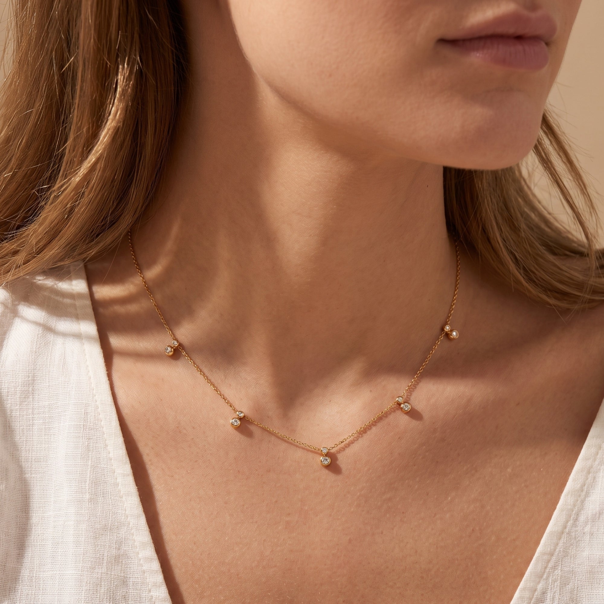 The Aurelia Bezel Station Necklace