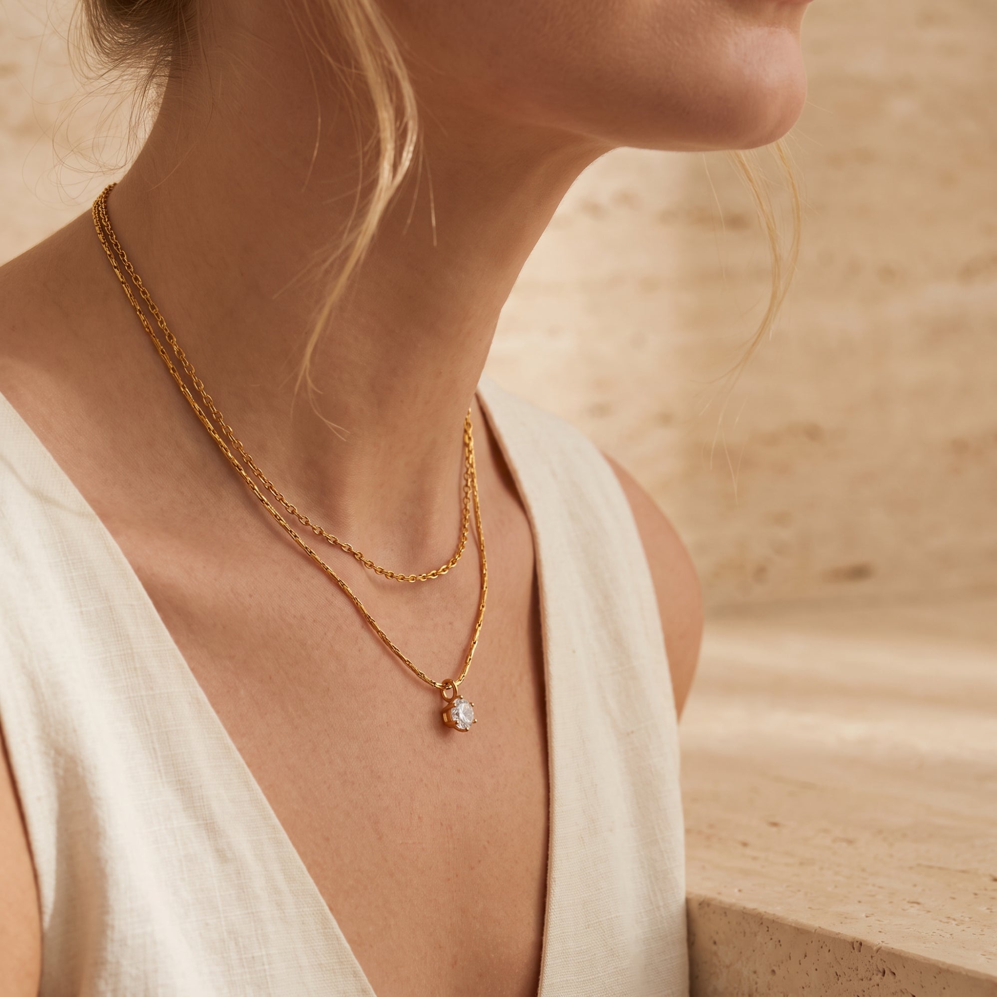 The Double Strand Pendant Necklace