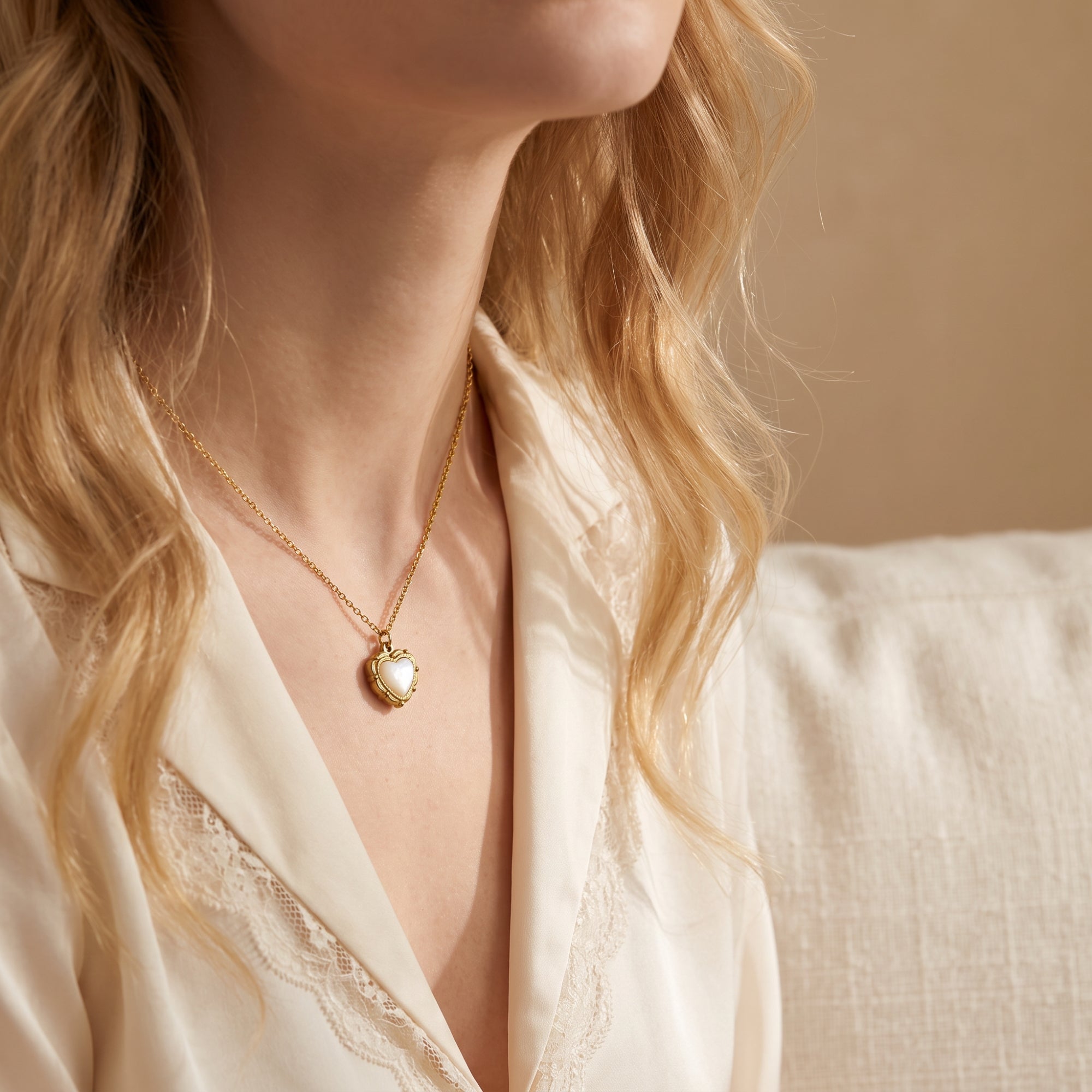 The Mother of Pearl Heart Necklace