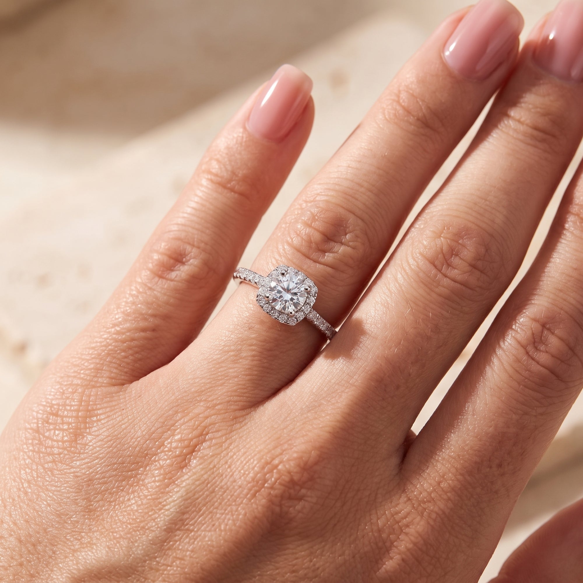 The Astra Cushion Halo Ring