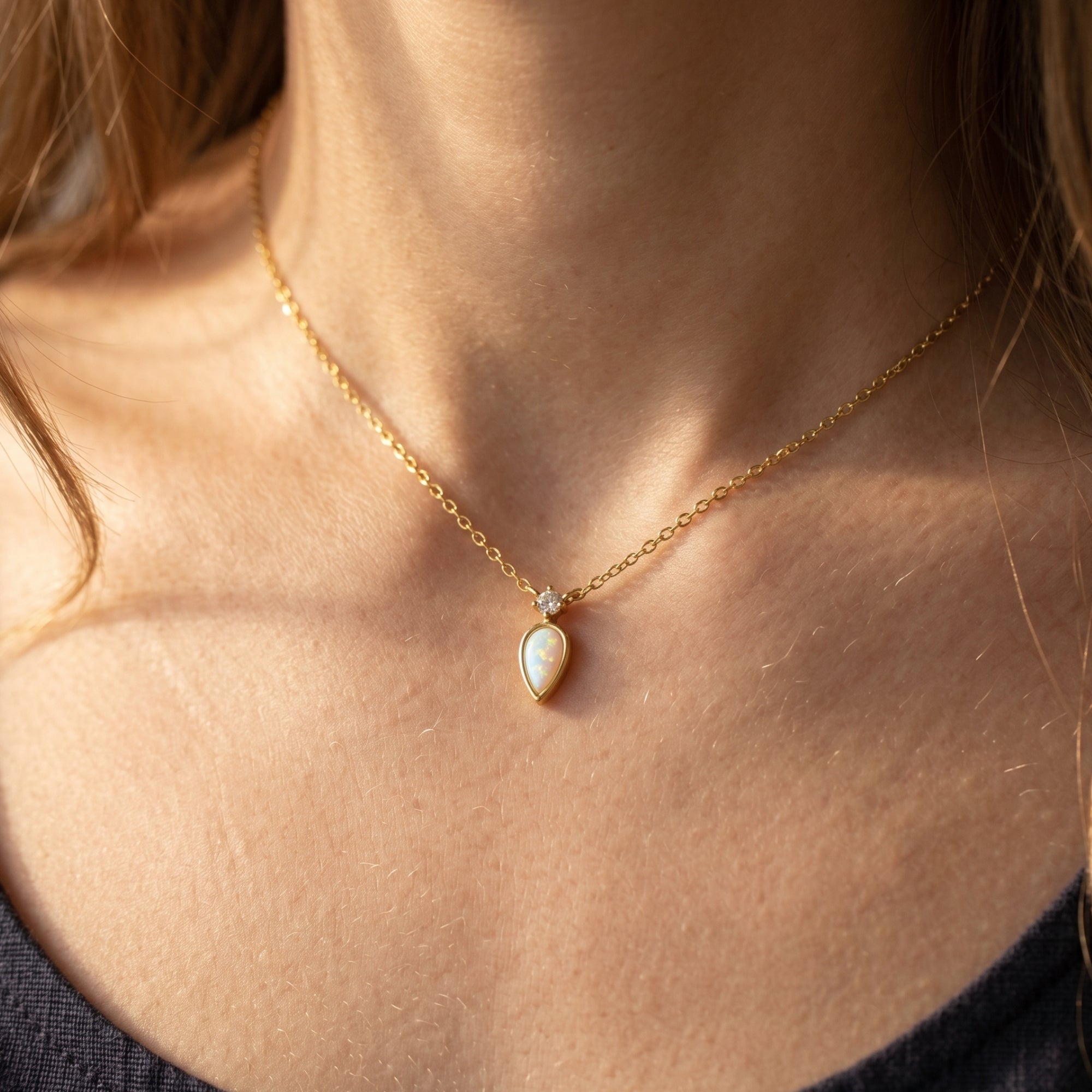 The Elyse White Opal Necklace