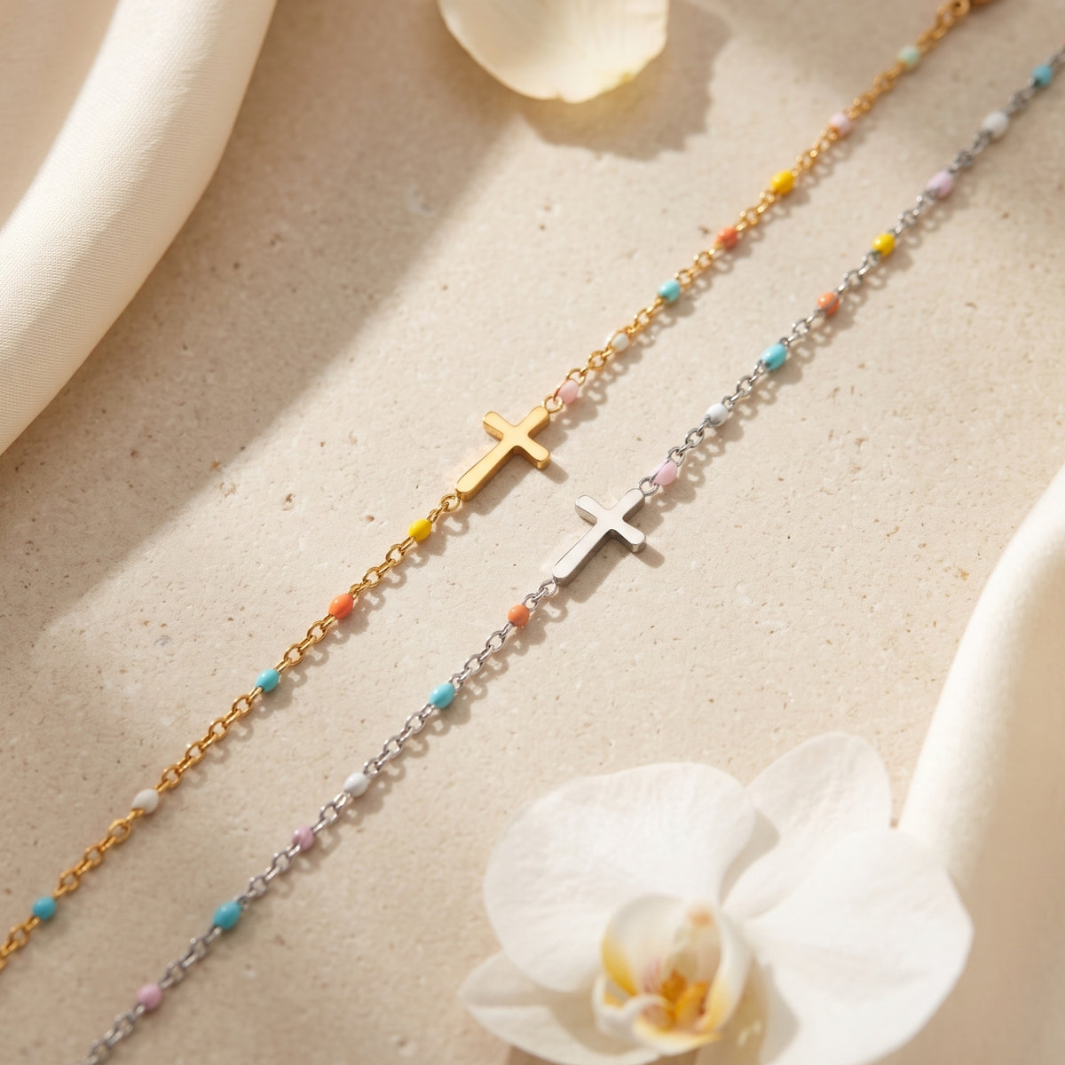 Le bracelet Croix et perles