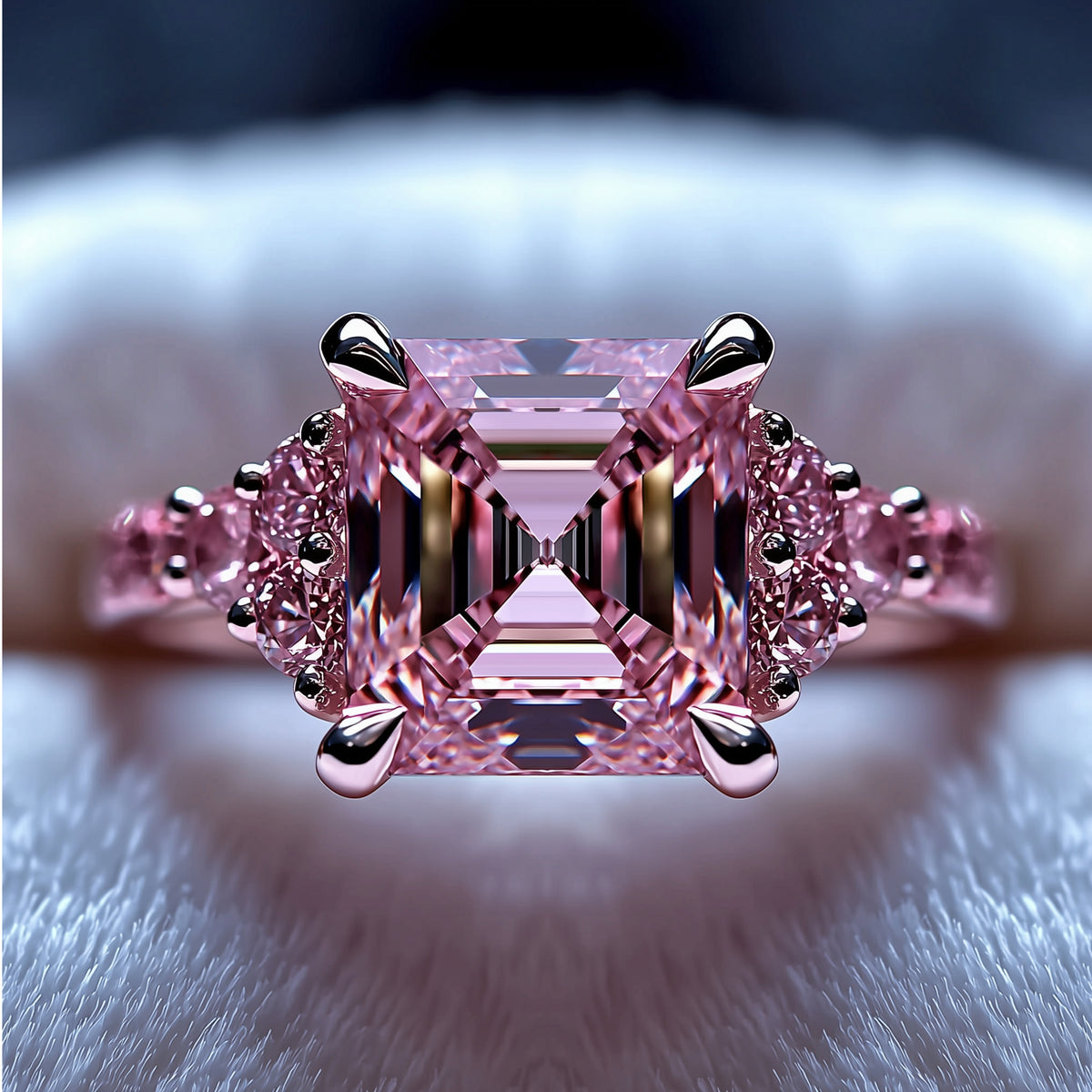 Kristina Pink Moissanite Diamond Engagement Ring | Platinum Plated ...