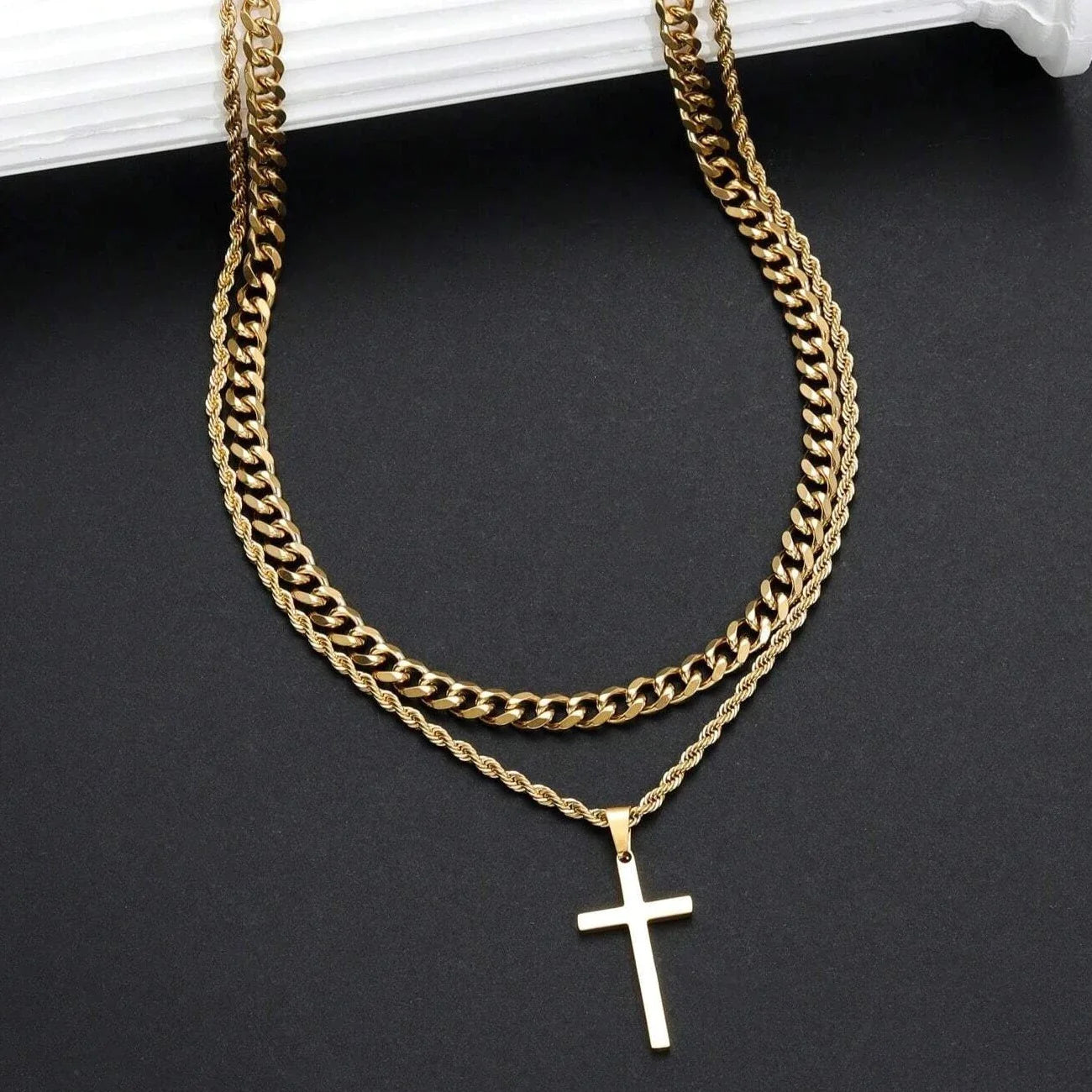 Silver Double Sided Thick Cross Necklace: Iron Chain – Simply Gorgeous