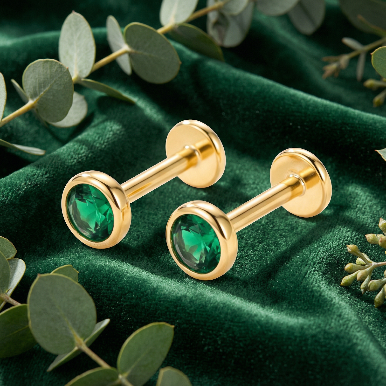 The Verdantia Bezel Studs - 18K Gold Vermeil