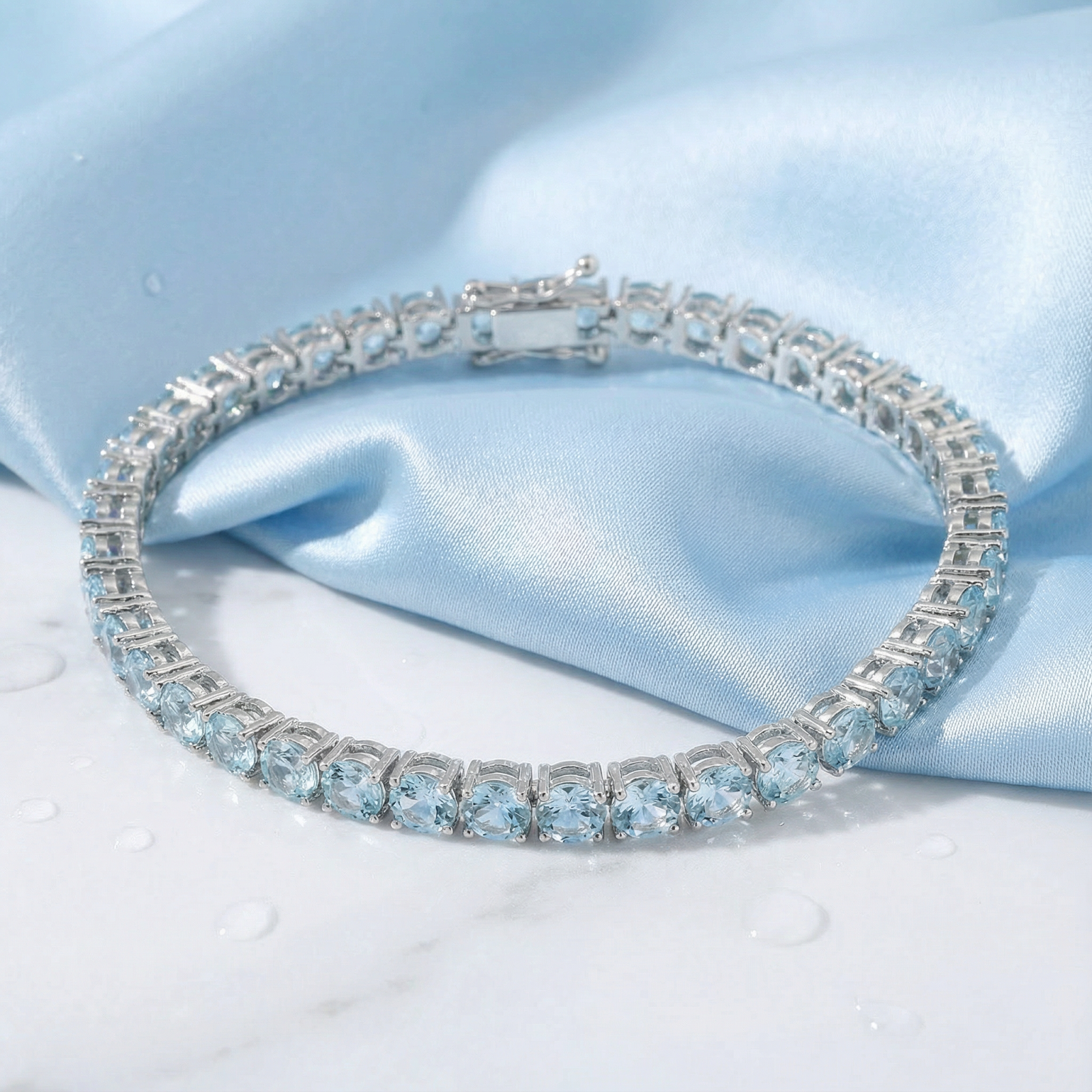 The Thalassa Azure Tennis Bracelet - Stainless Steel