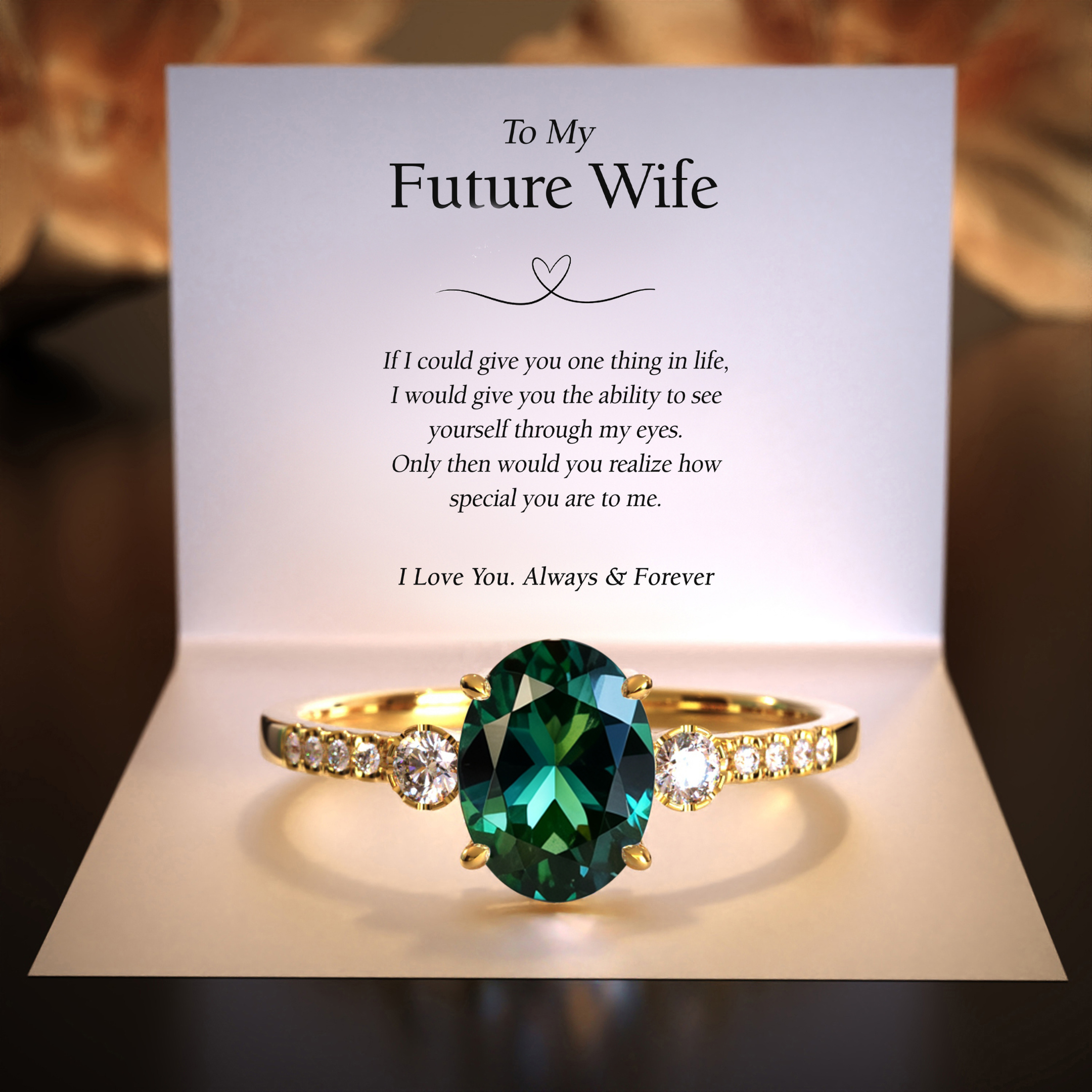 The Luna | To My Future Wife | 2CT Round Cut Green Moissanite Ring