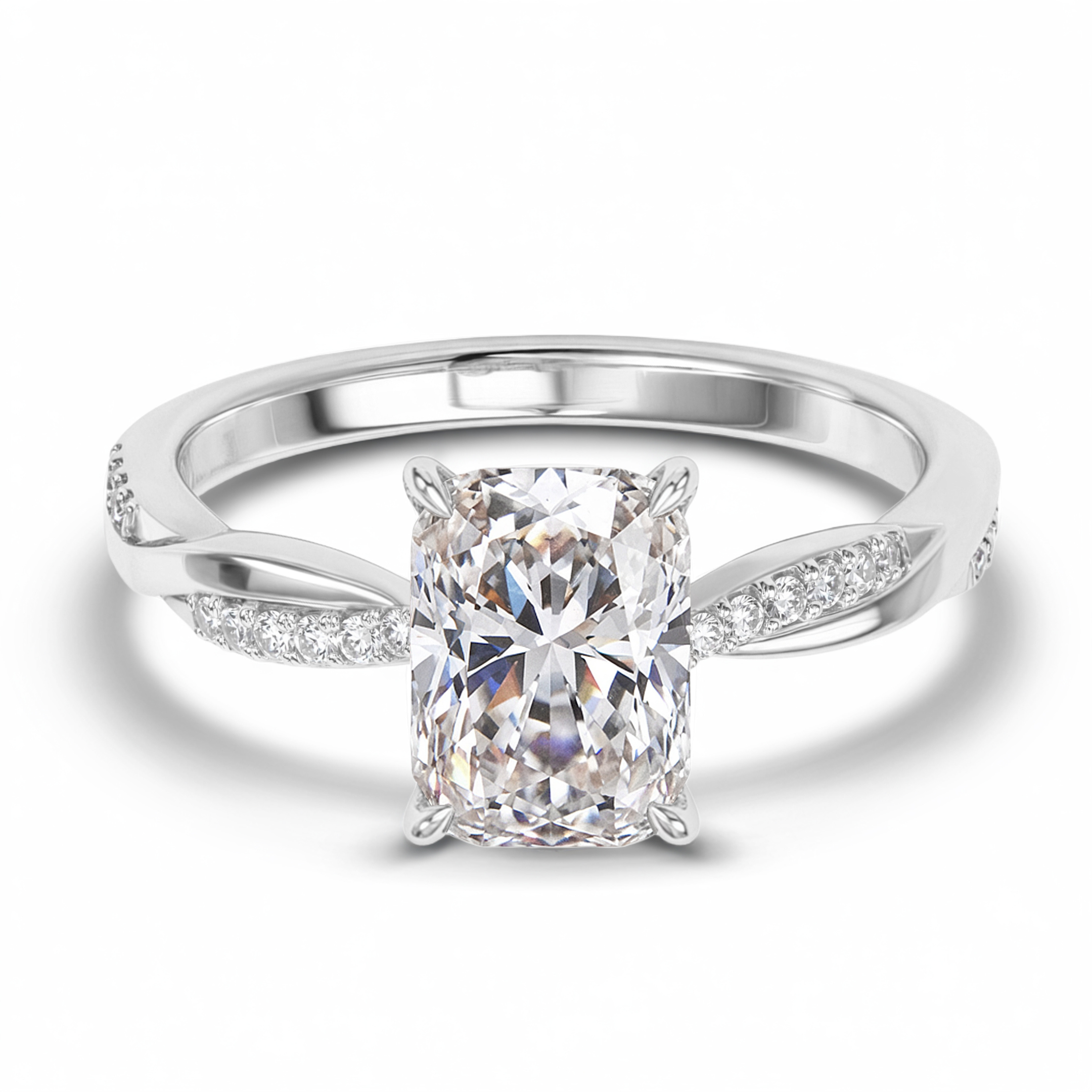 Twisted Band 1CT Radiant Cut Moissanite Ring
