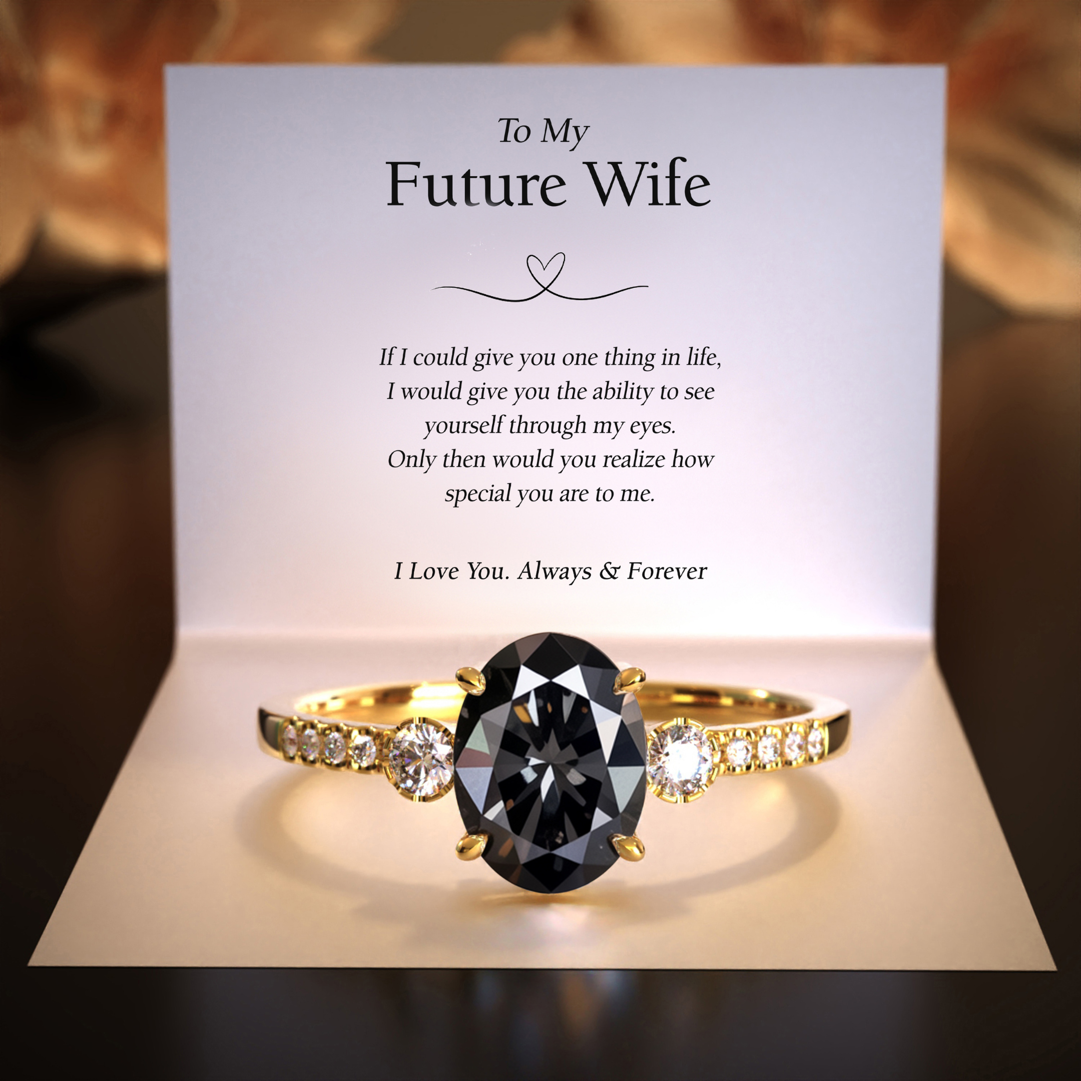 The Luna | To My Future Wife 2CT Round Cut Black Moissanite Ring