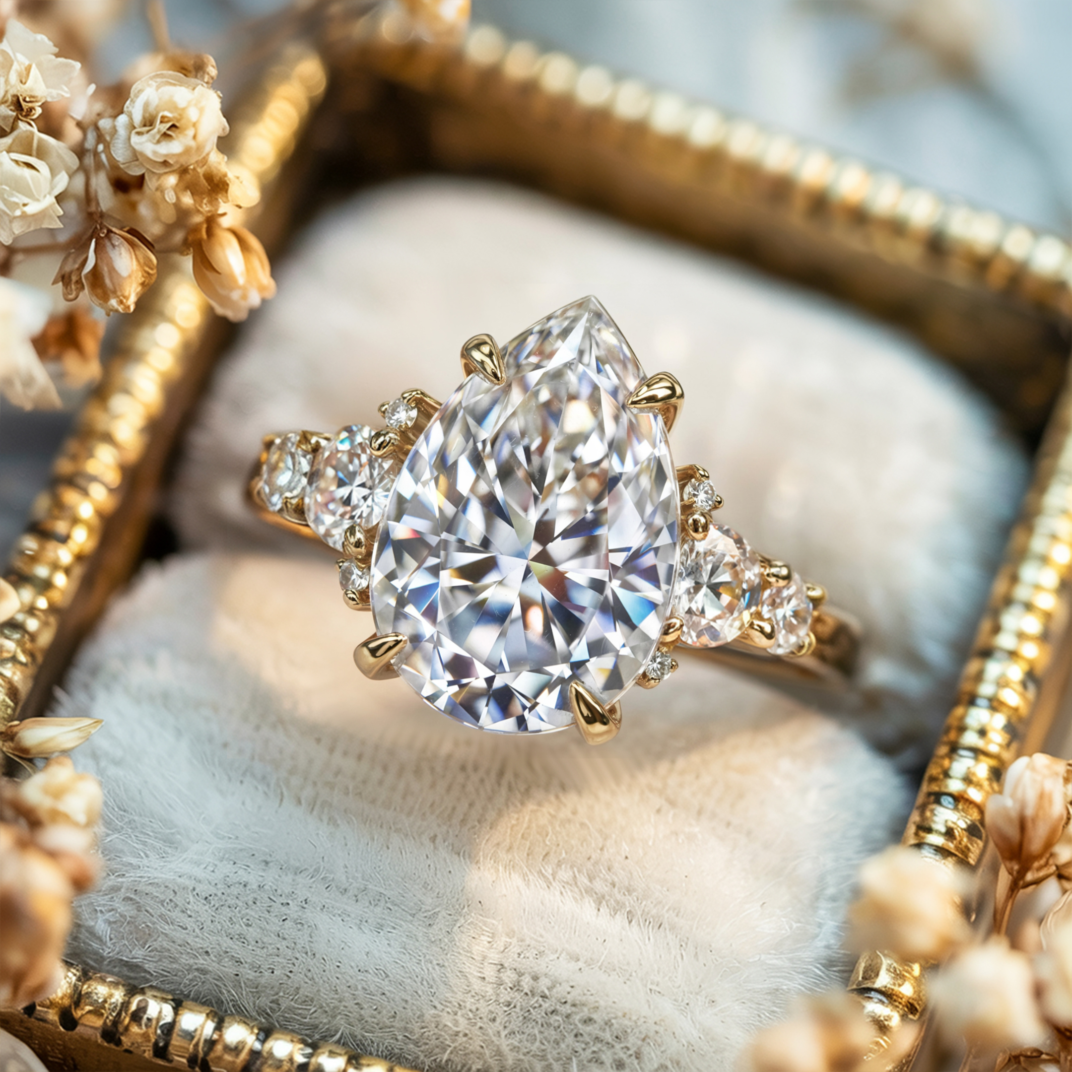 The Bella Jewel Pear Cut Moissanite Ring
