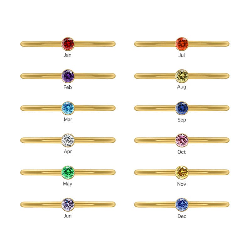 Personalized Family Birthstones Stackable Ring - Stainless Steel