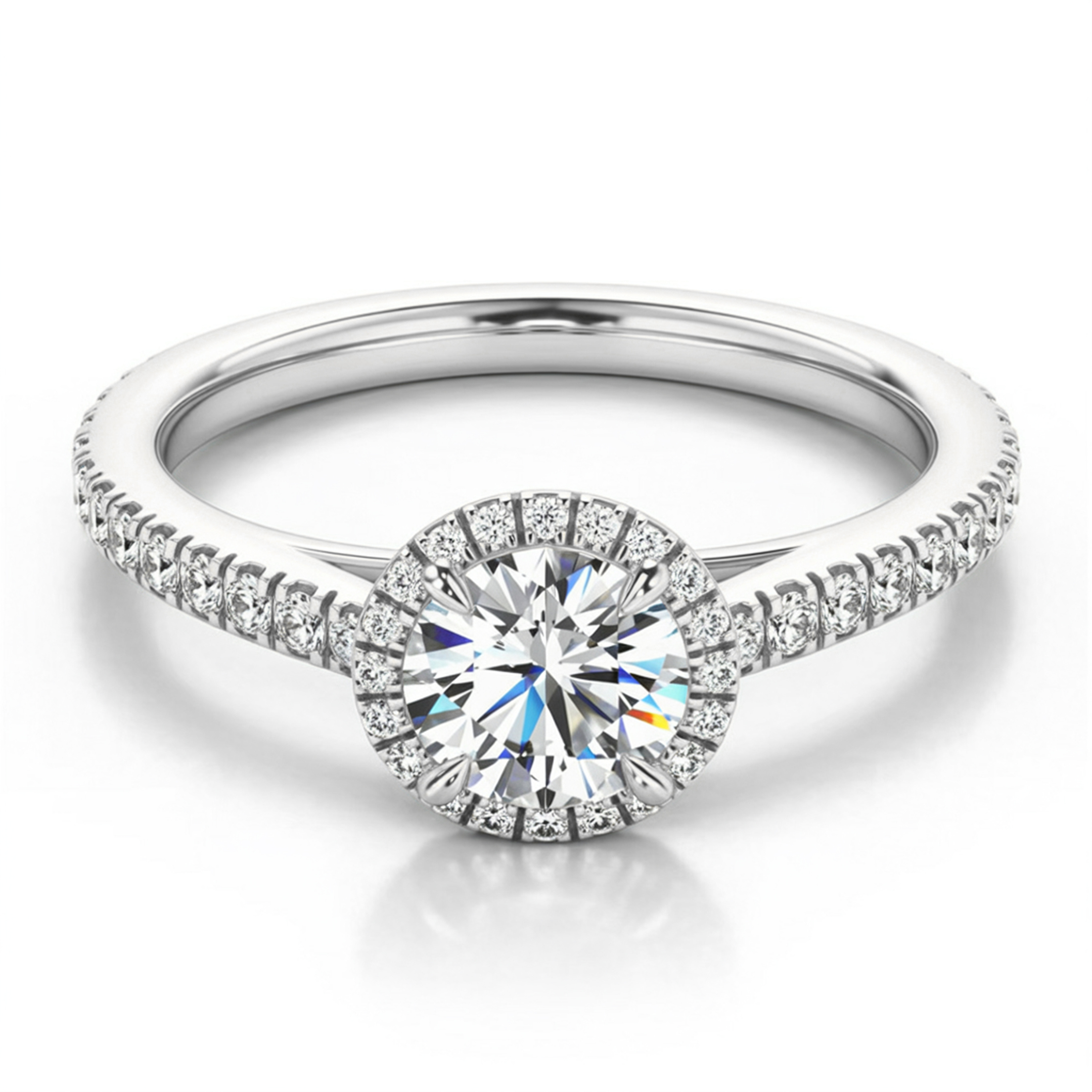 1CT Round Cut Halo Eternity Moissanite Ring