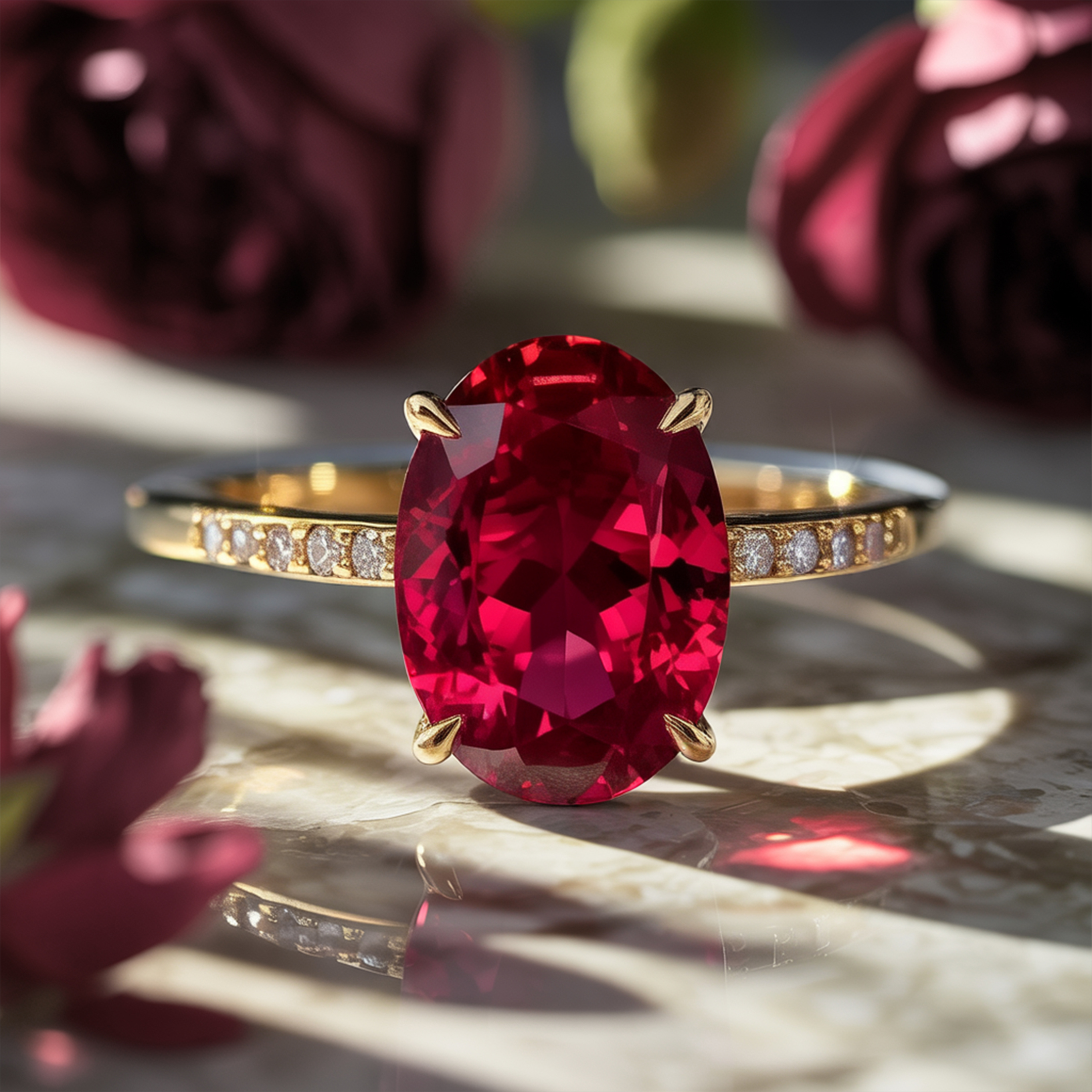 The Opaline - Red Moissanite Ring