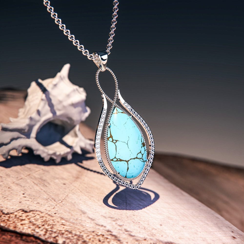 Mermaid's Turquoise Pendant Necklace featuring a turquoise stone set in S925 sterling silver